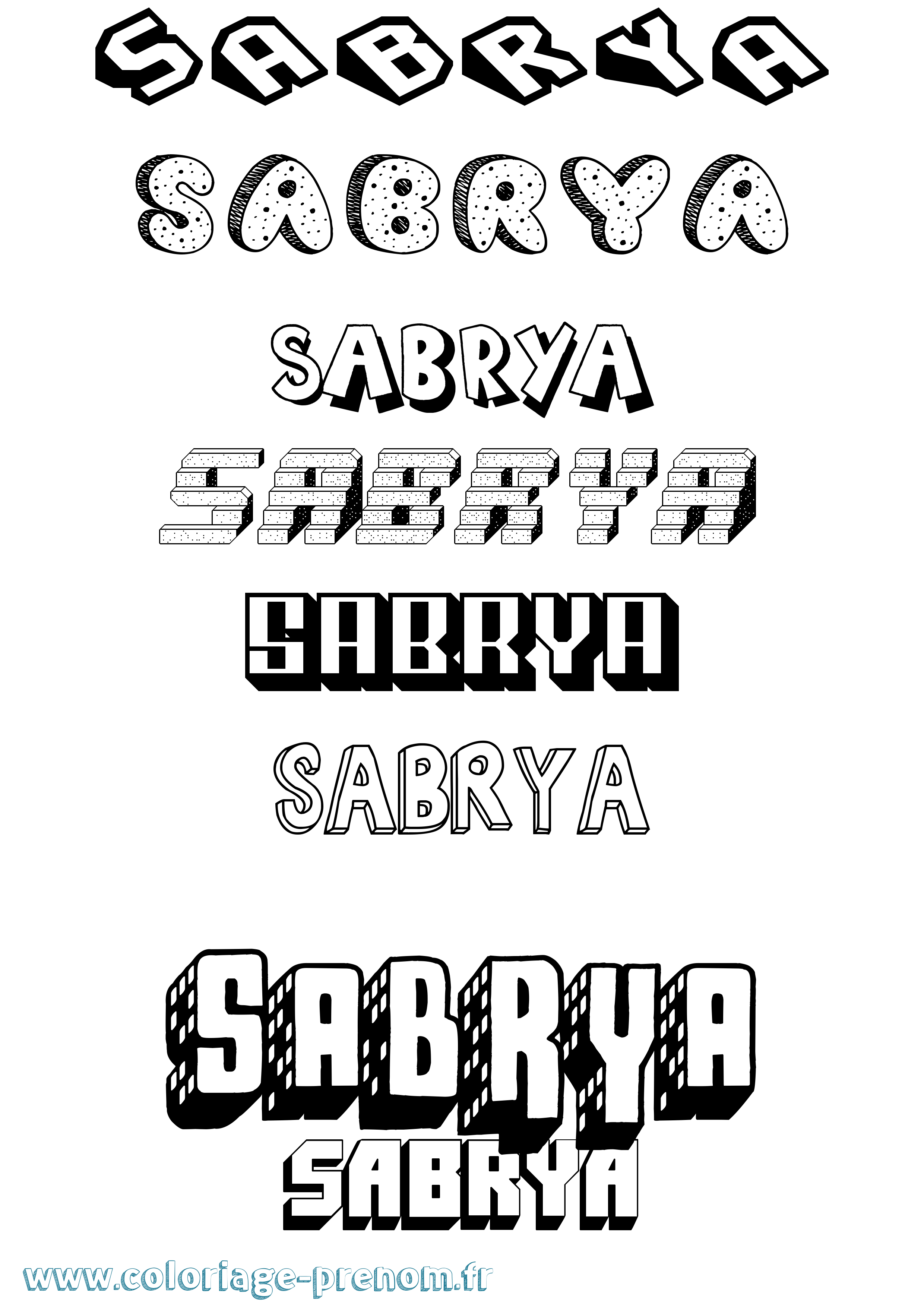 Coloriage Sabrya Effet 3D Coloriage prénom Sabrya Effet 3D