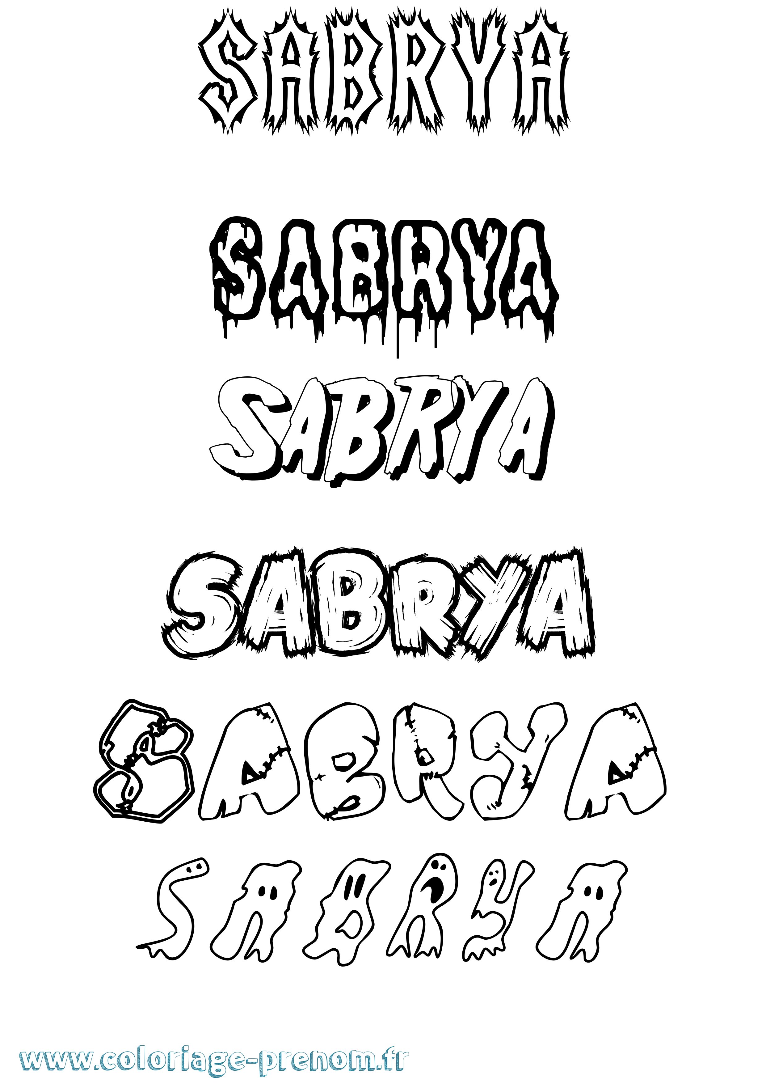 Coloriage Sabrya Frisson Coloriage prénom Sabrya Frisson