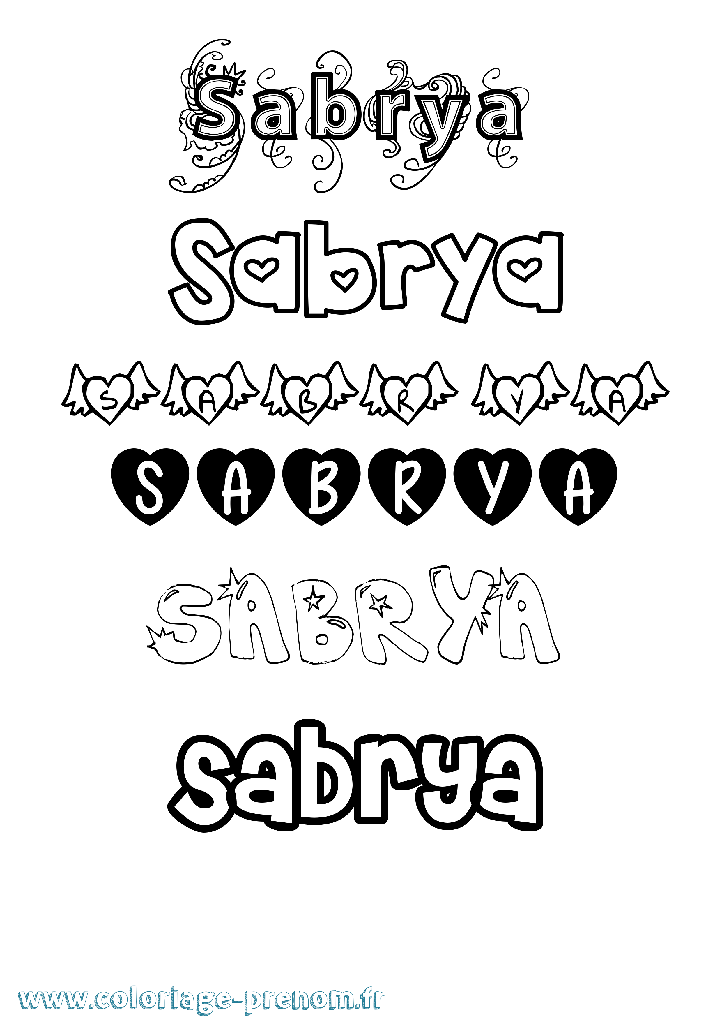 Coloriage Sabrya Girly Coloriage prénom Sabrya Girly