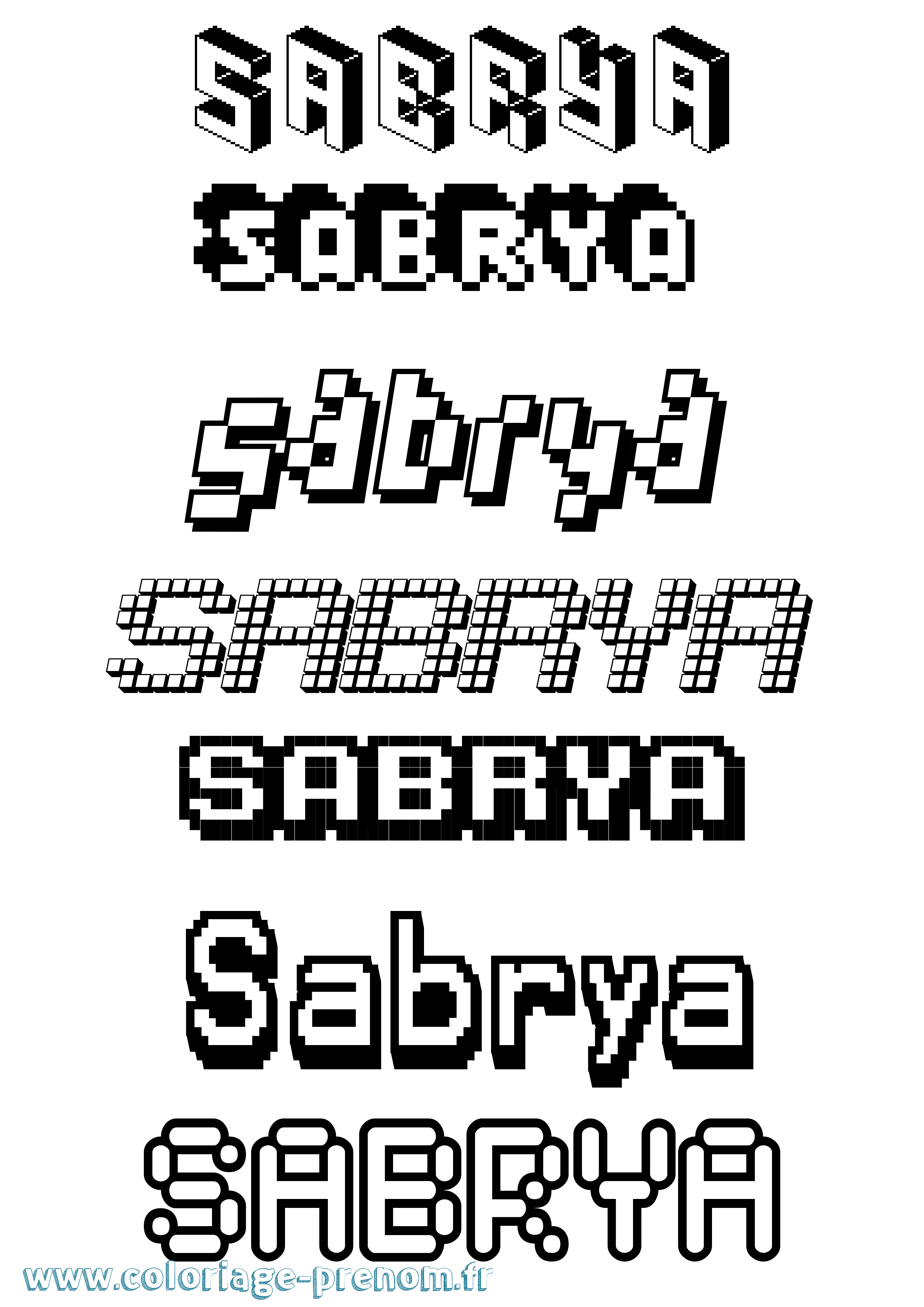 Coloriage Sabrya Pixel Coloriage prénom Sabrya Pixel