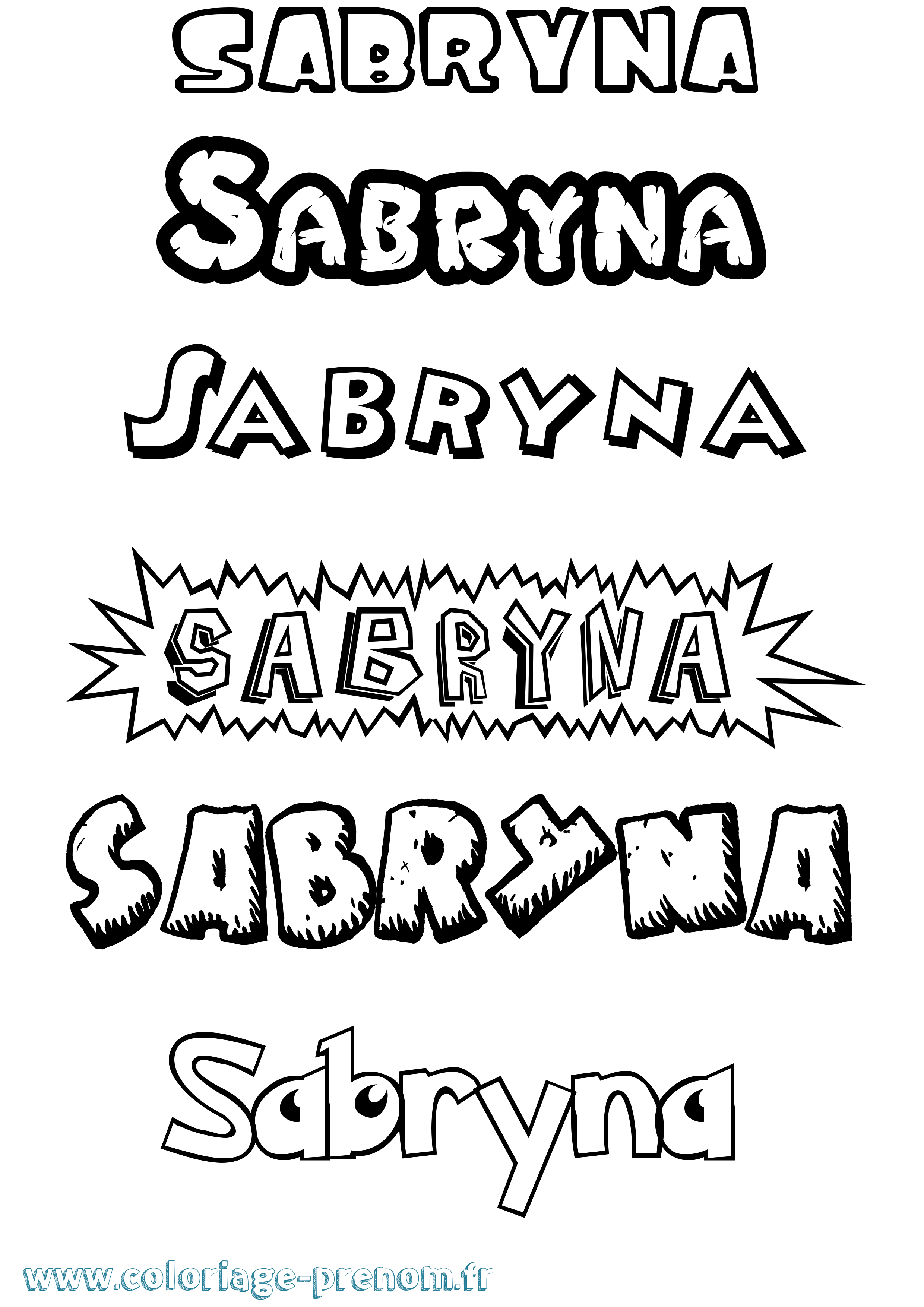Coloriage Sabryna Dessin Animé Coloriage prénom Sabryna Dessin Animé