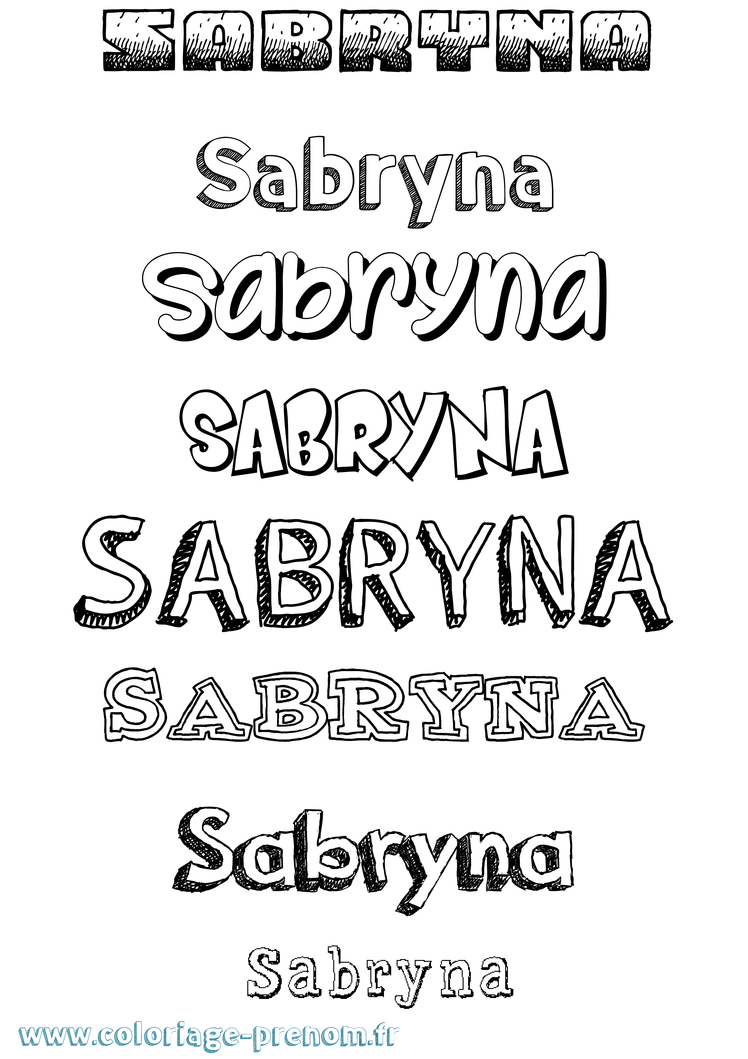 Coloriage Sabryna Dessiné Coloriage prénom Sabryna Dessiné