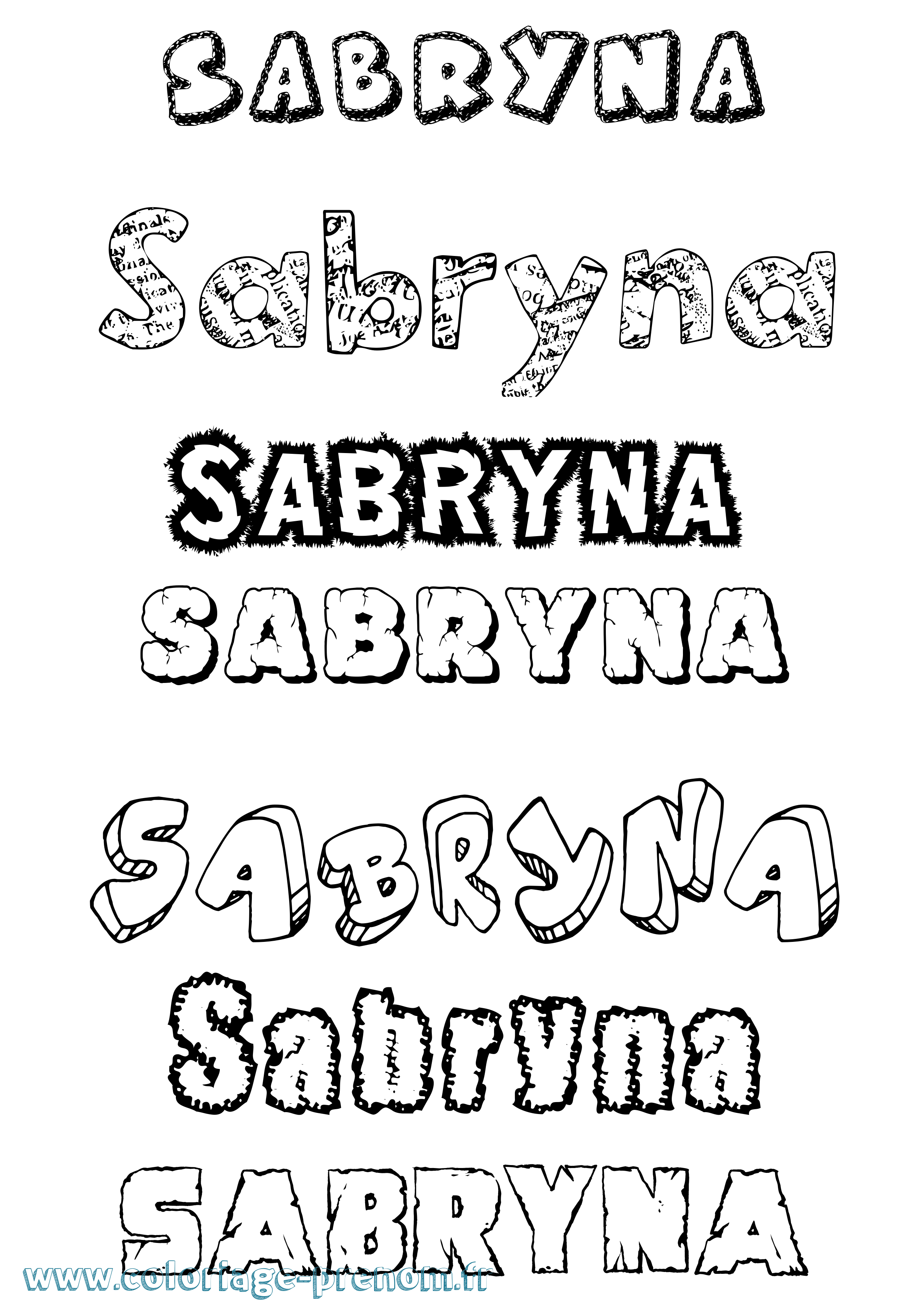 Coloriage Sabryna Destructuré Coloriage prénom Sabryna Destructuré