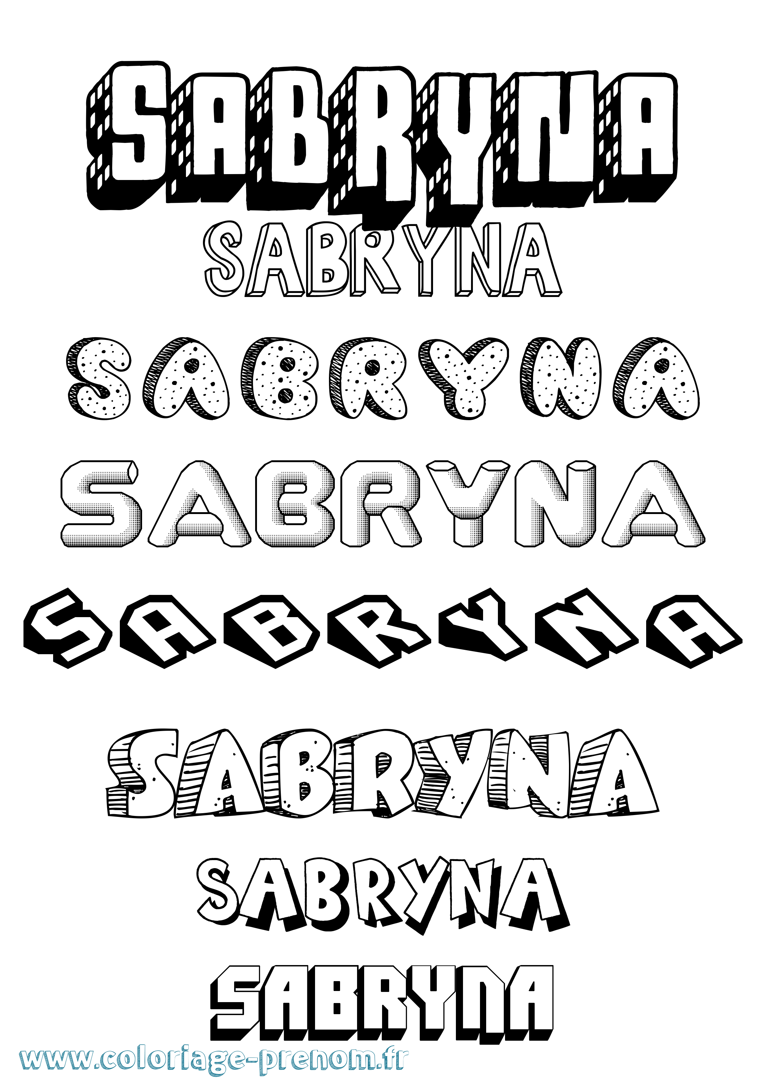 Coloriage Sabryna Effet 3D Coloriage prénom Sabryna Effet 3D