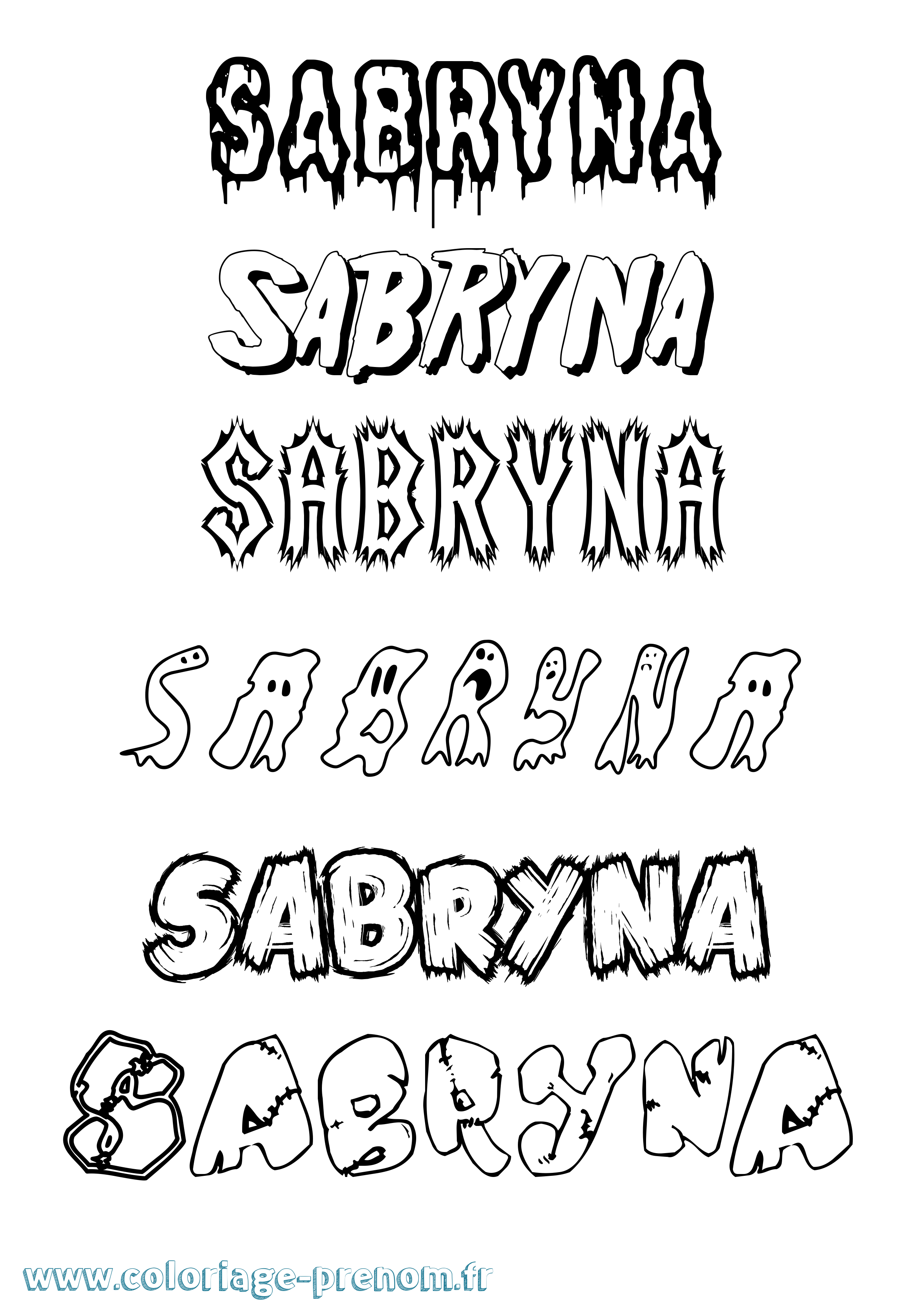 Coloriage Sabryna Frisson Coloriage prénom Sabryna Frisson