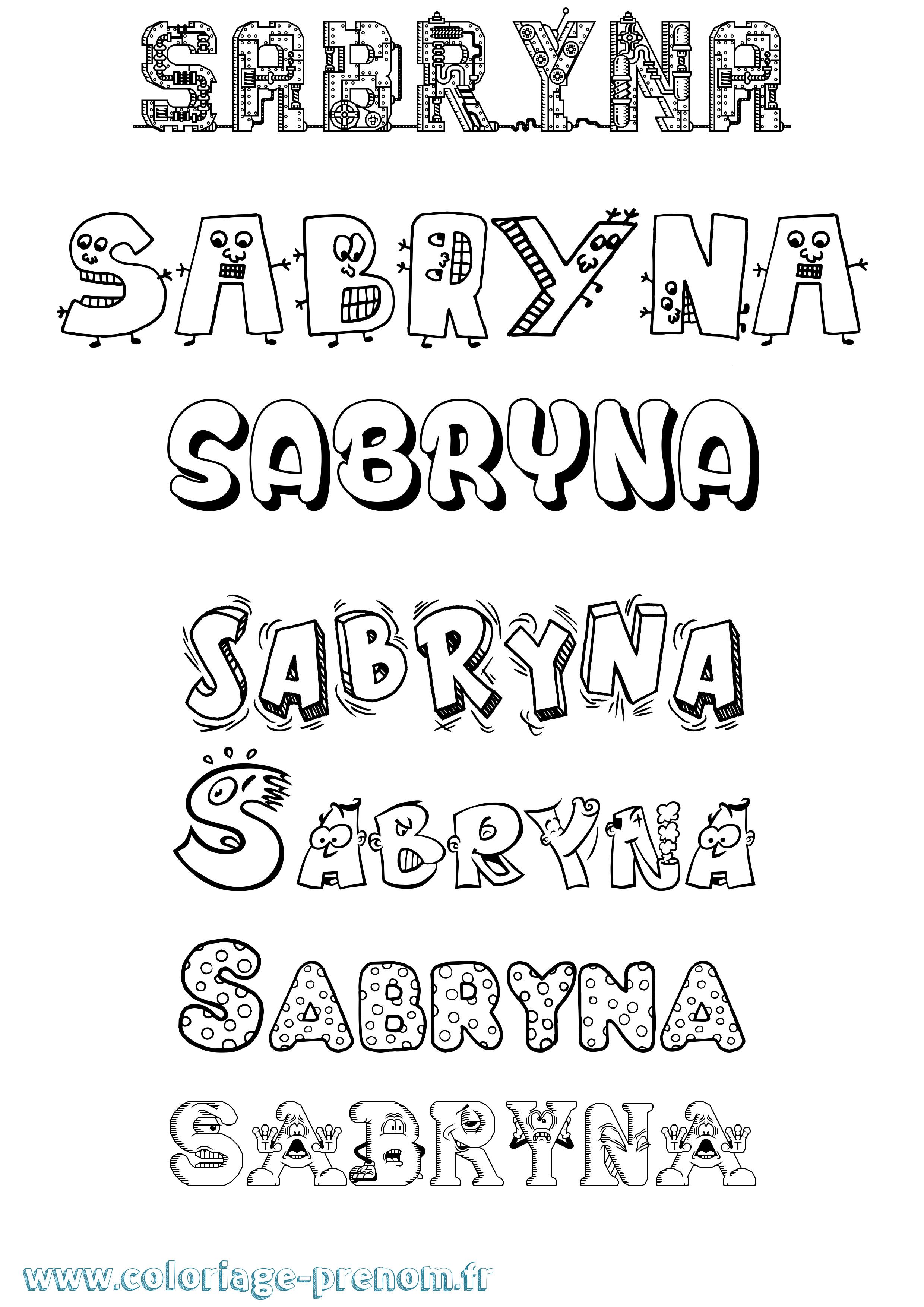 Coloriage Sabryna Fun Coloriage prénom Sabryna Fun
