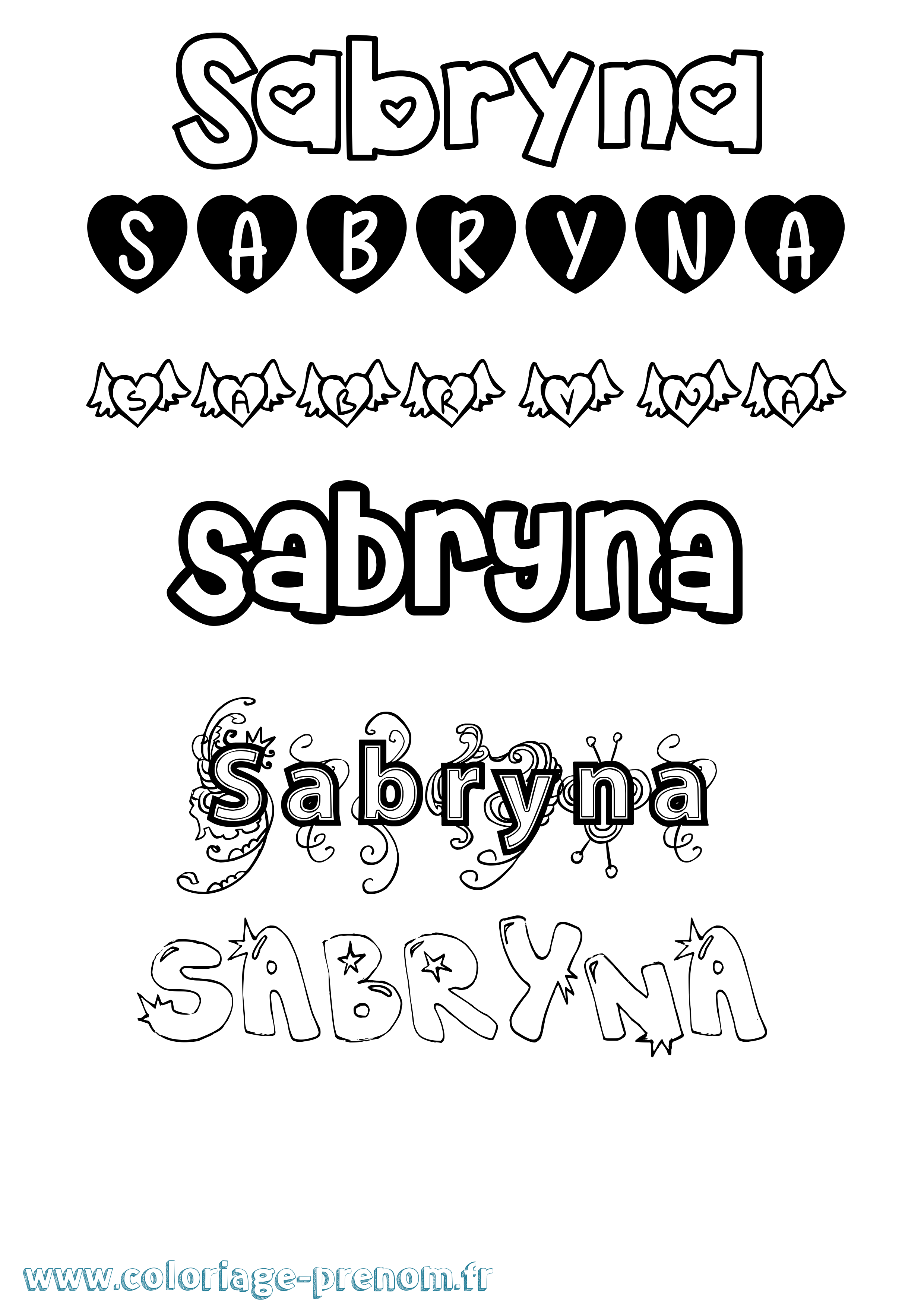 Coloriage Sabryna Girly Coloriage prénom Sabryna Girly
