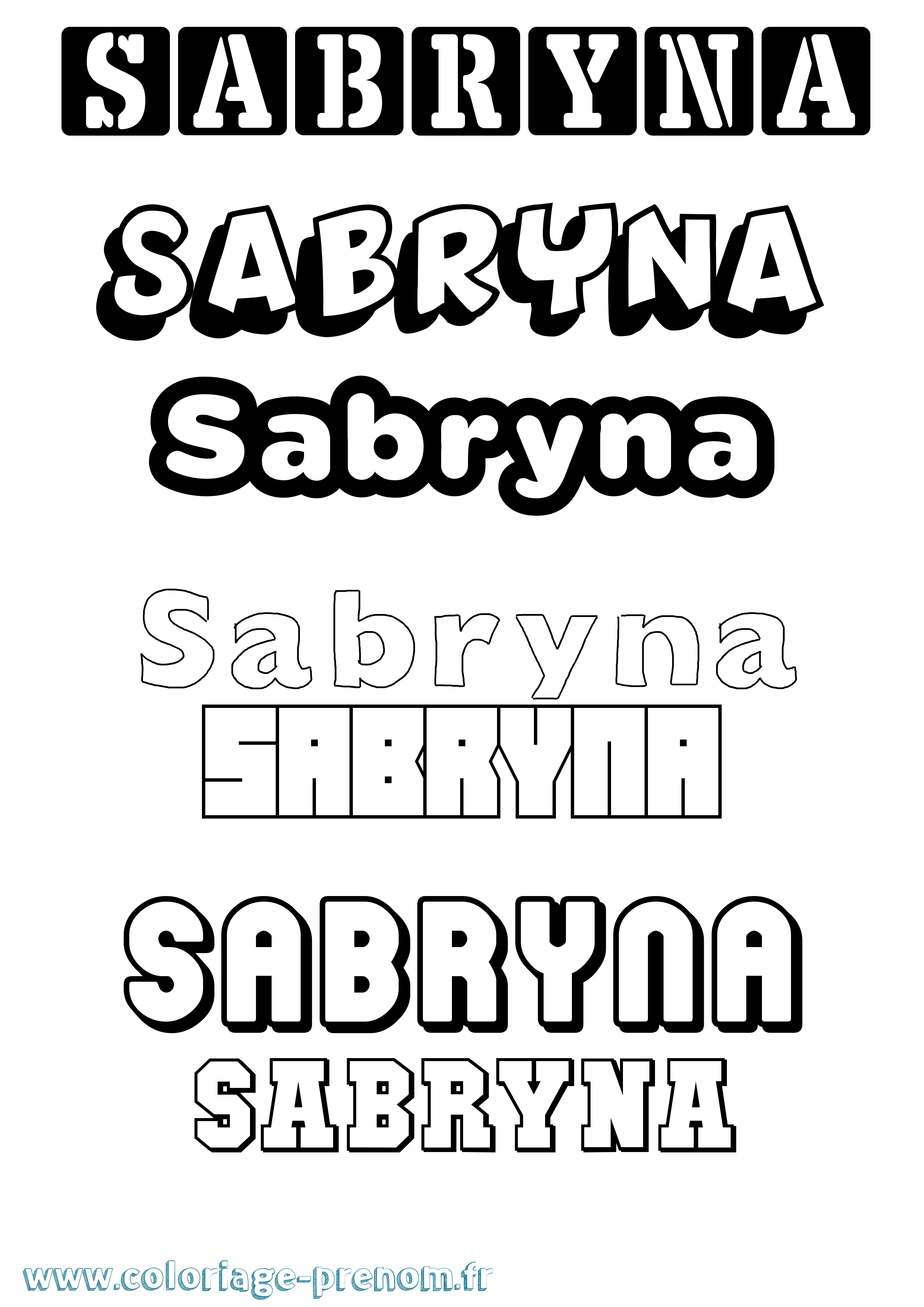Coloriage Sabryna Simple Coloriage prénom Sabryna Simple