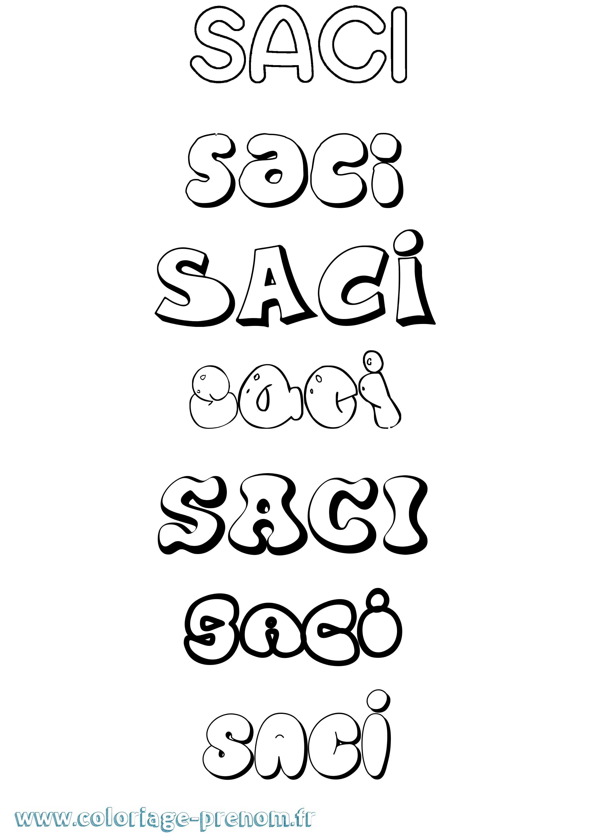 Coloriage Saci Bubble Coloriage prénom Saci Bubble