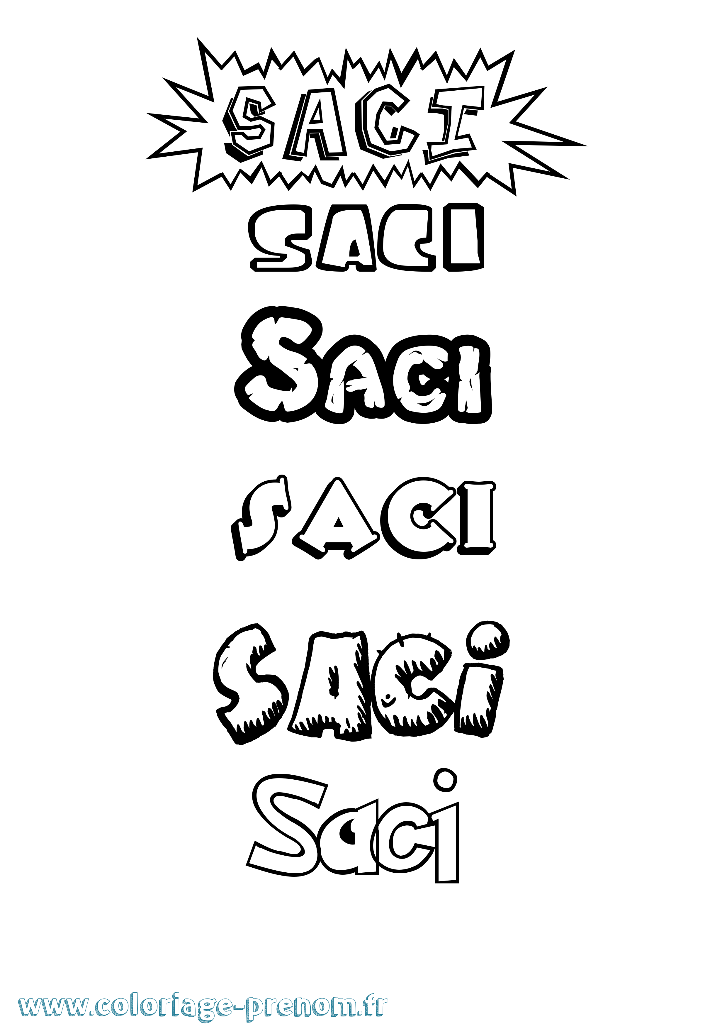 Coloriage Saci Dessin Animé Coloriage prénom Saci Dessin Animé