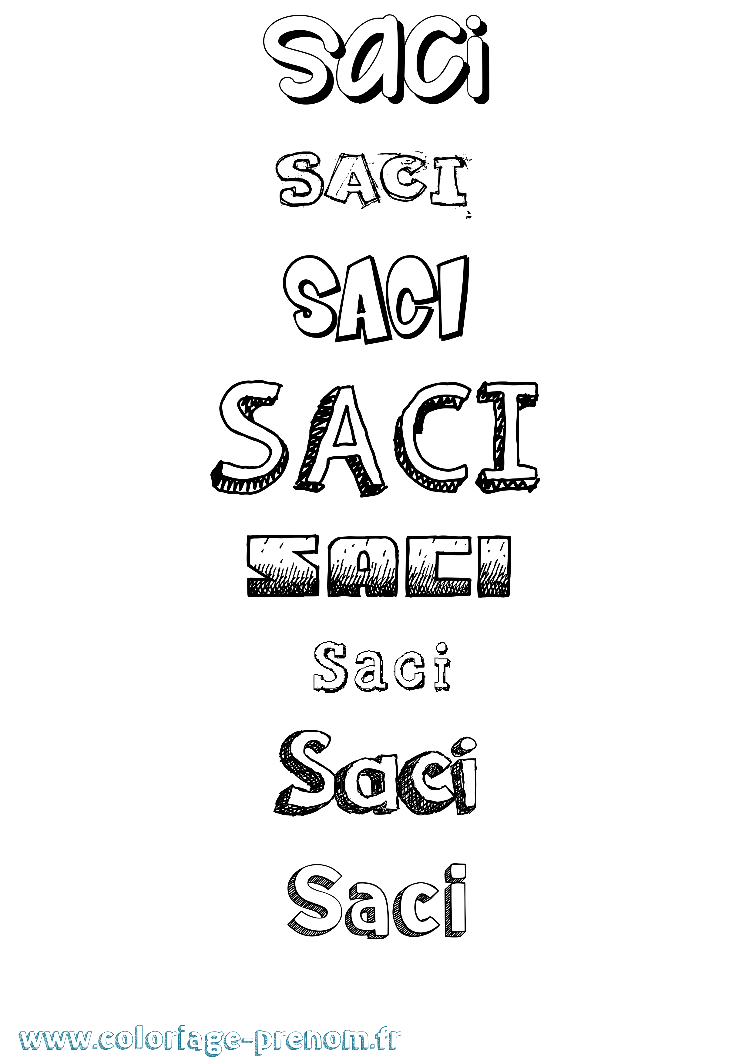 Coloriage Saci Dessiné Coloriage prénom Saci Dessiné