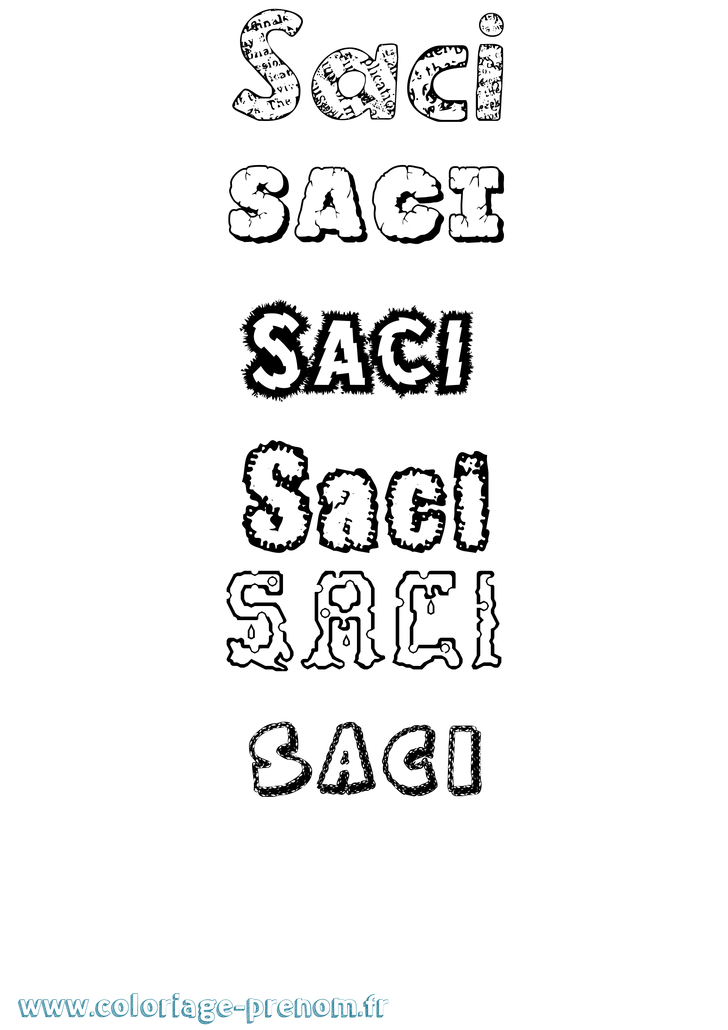 Coloriage Saci Destructuré Coloriage prénom Saci Destructuré
