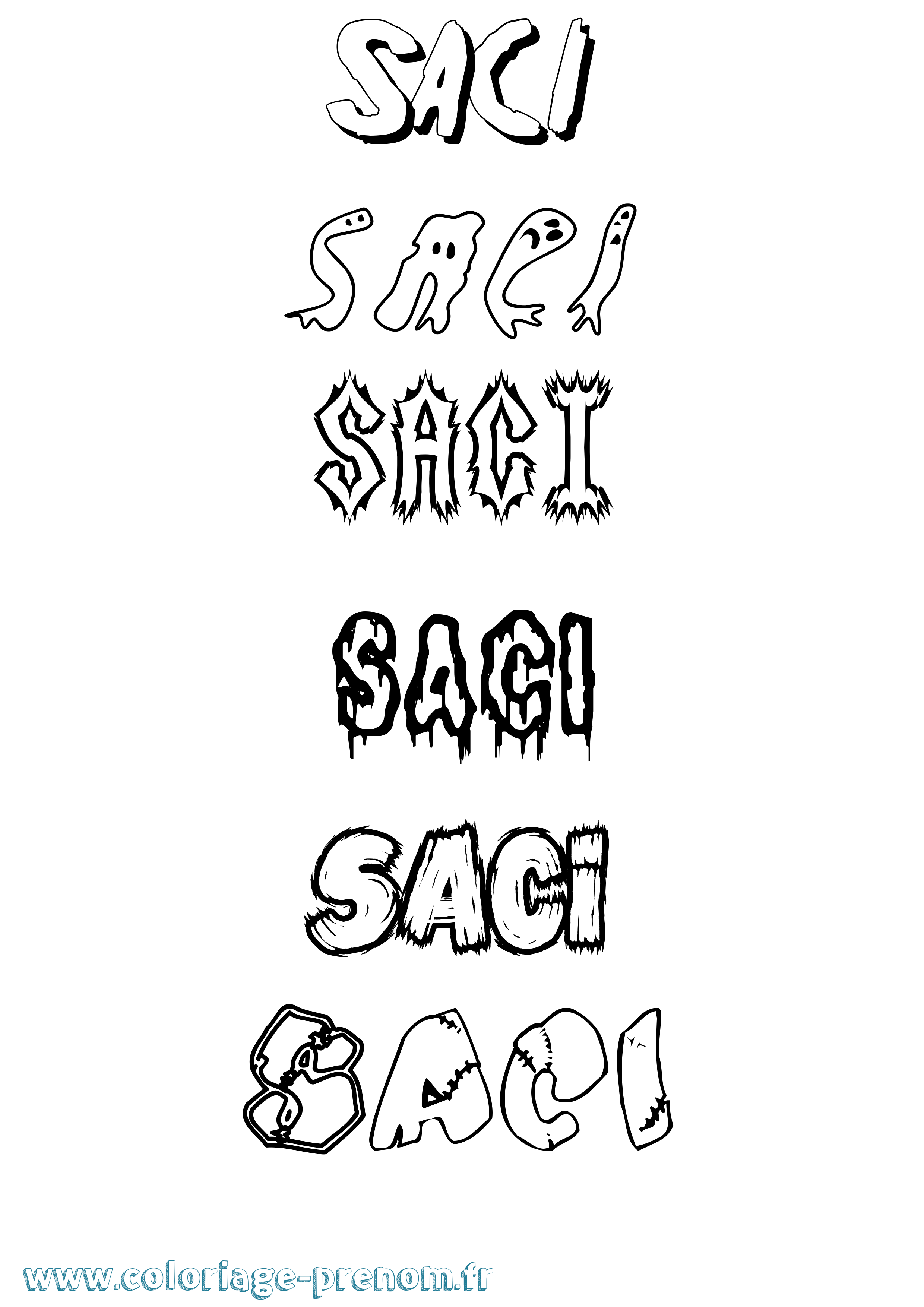 Coloriage Saci Frisson Coloriage prénom Saci Frisson