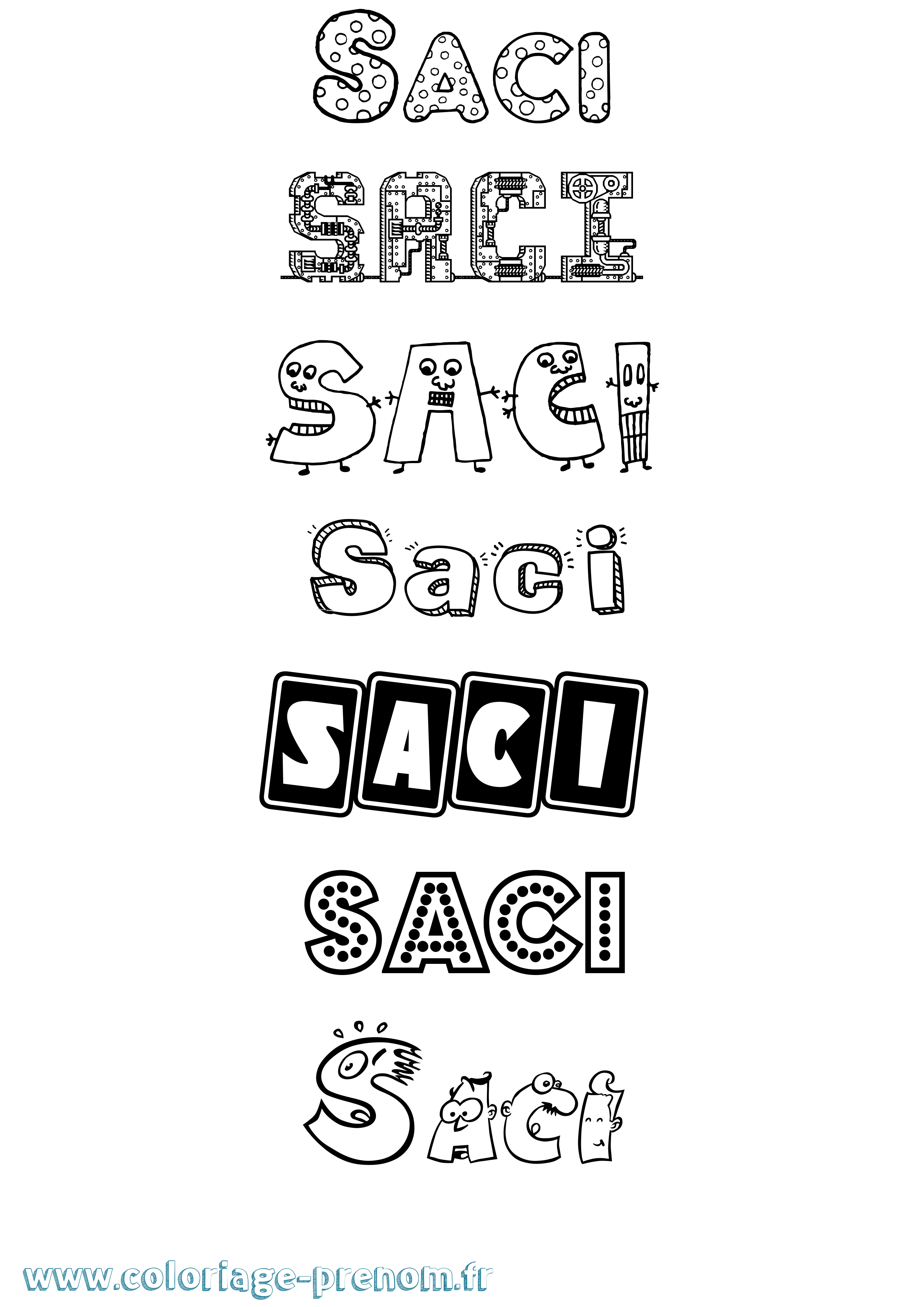 Coloriage Saci Fun Coloriage prénom Saci Fun