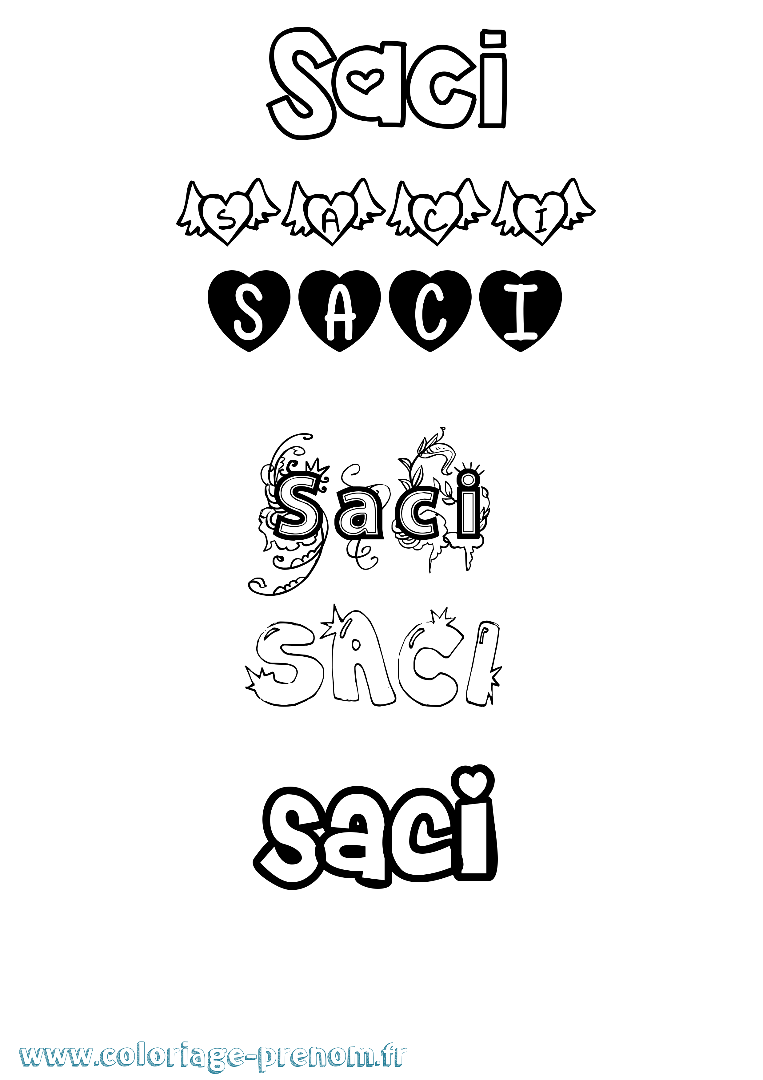 Coloriage Saci Girly Coloriage prénom Saci Girly