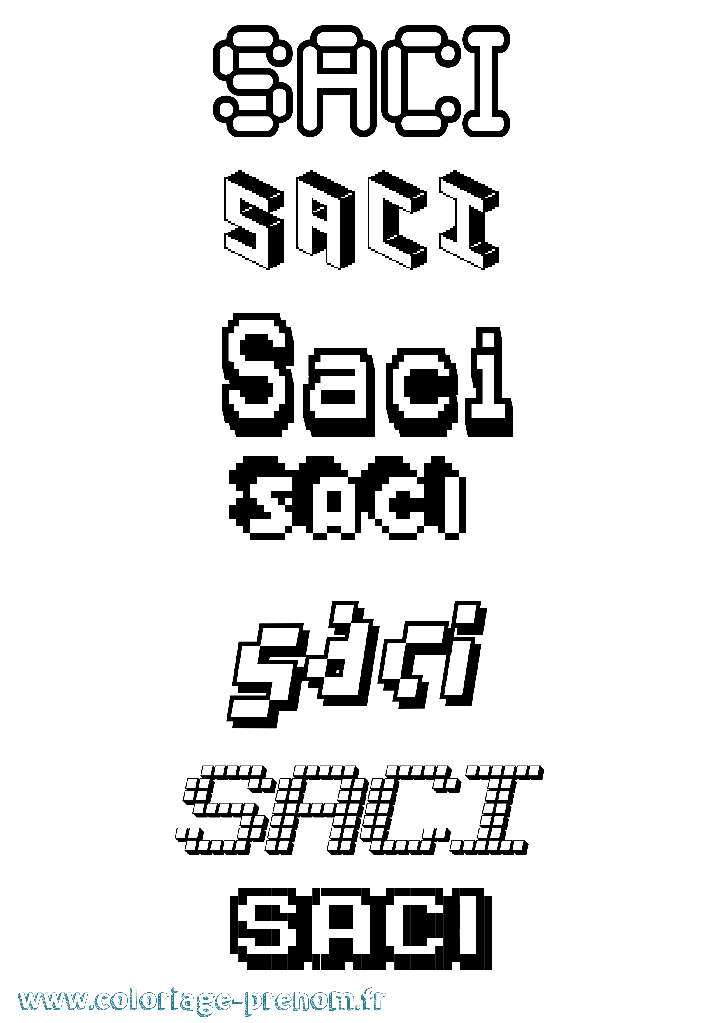 Coloriage Saci Pixel Coloriage prénom Saci Pixel