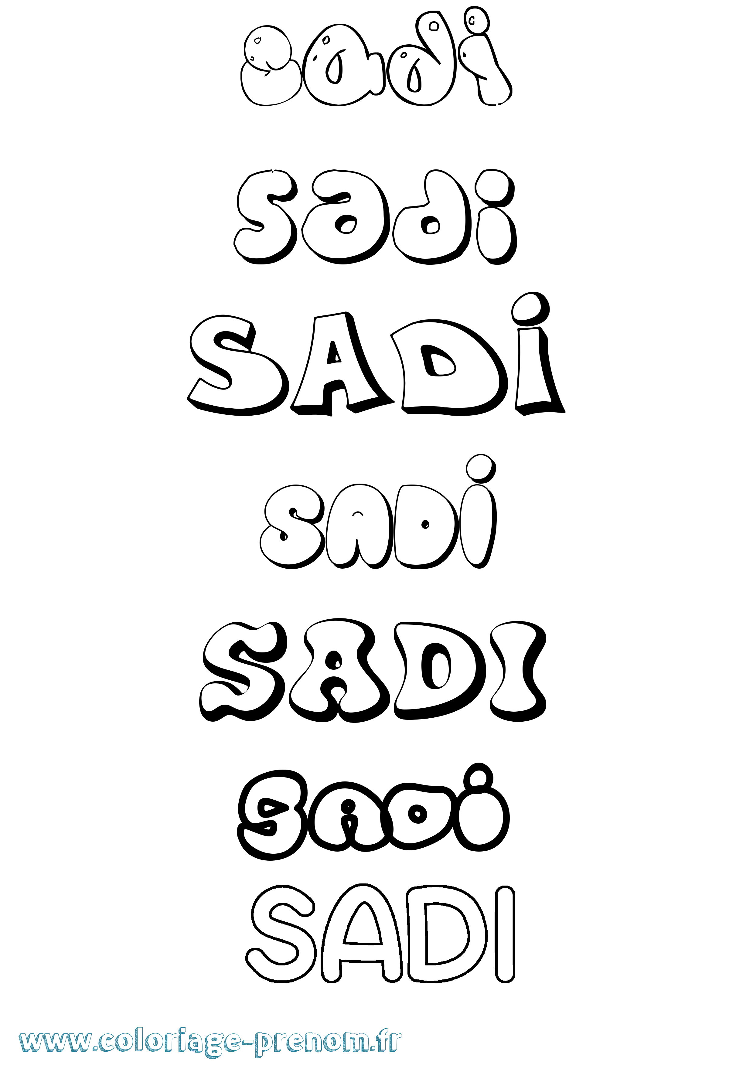 Coloriage Sadi Bubble Coloriage prénom Sadi Bubble