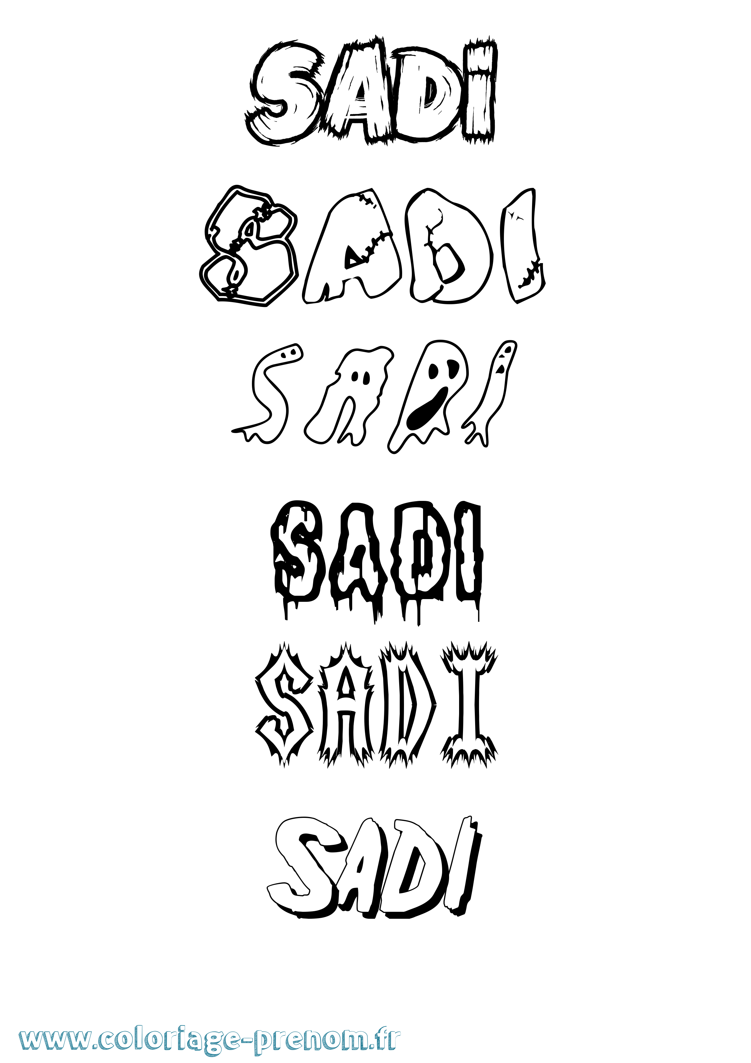 Coloriage Sadi Frisson Coloriage prénom Sadi Frisson