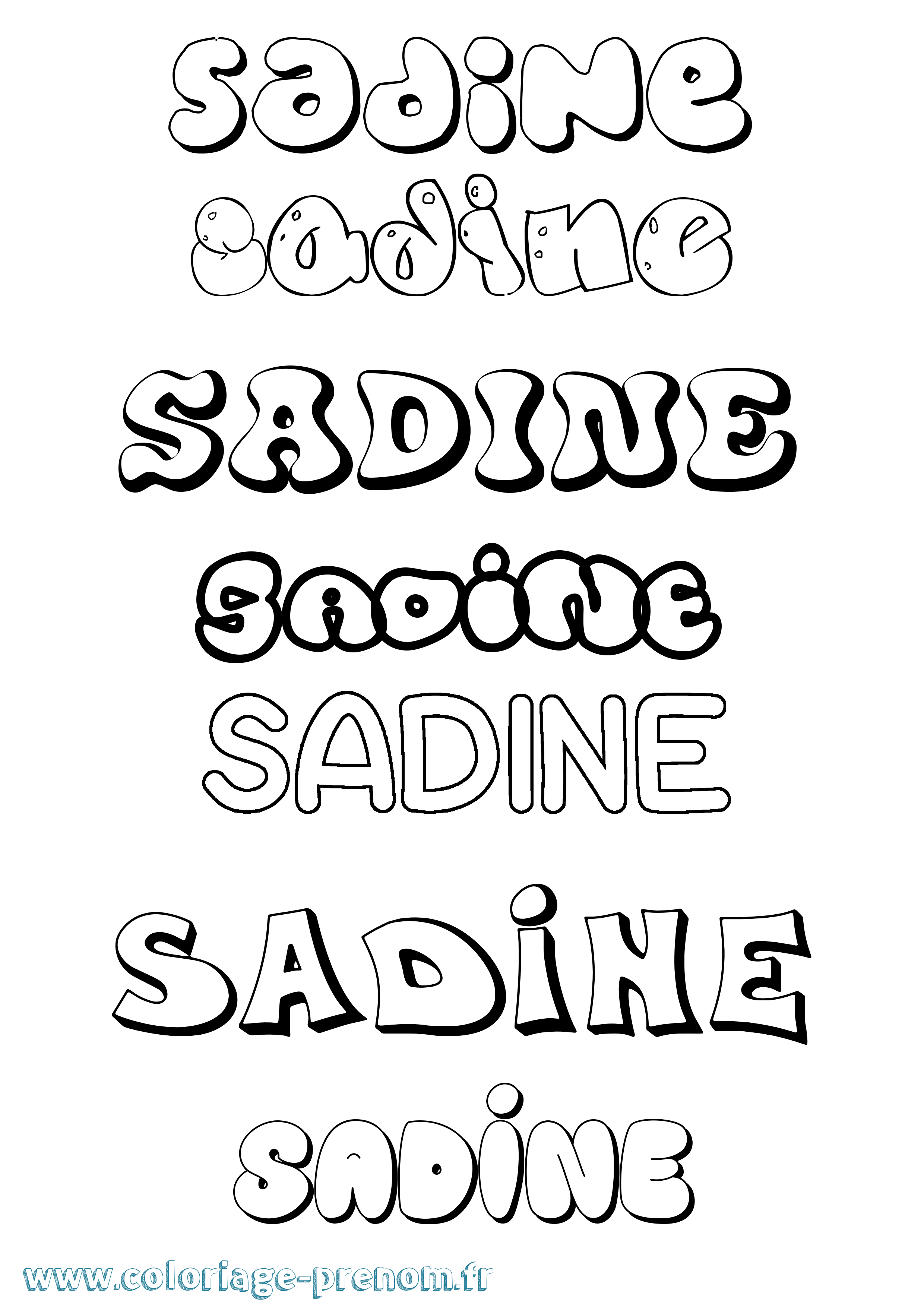 Coloriage Sadine Bubble Coloriage prénom Sadine Bubble