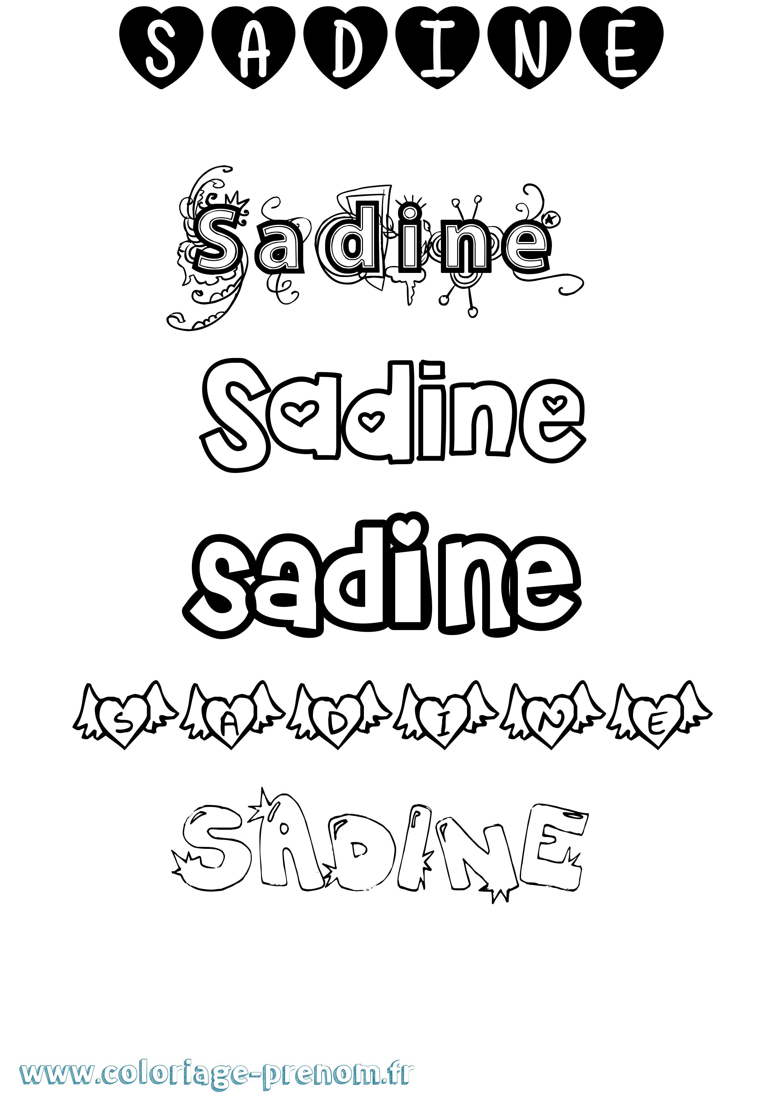 Coloriage Sadine Girly Coloriage prénom Sadine Girly