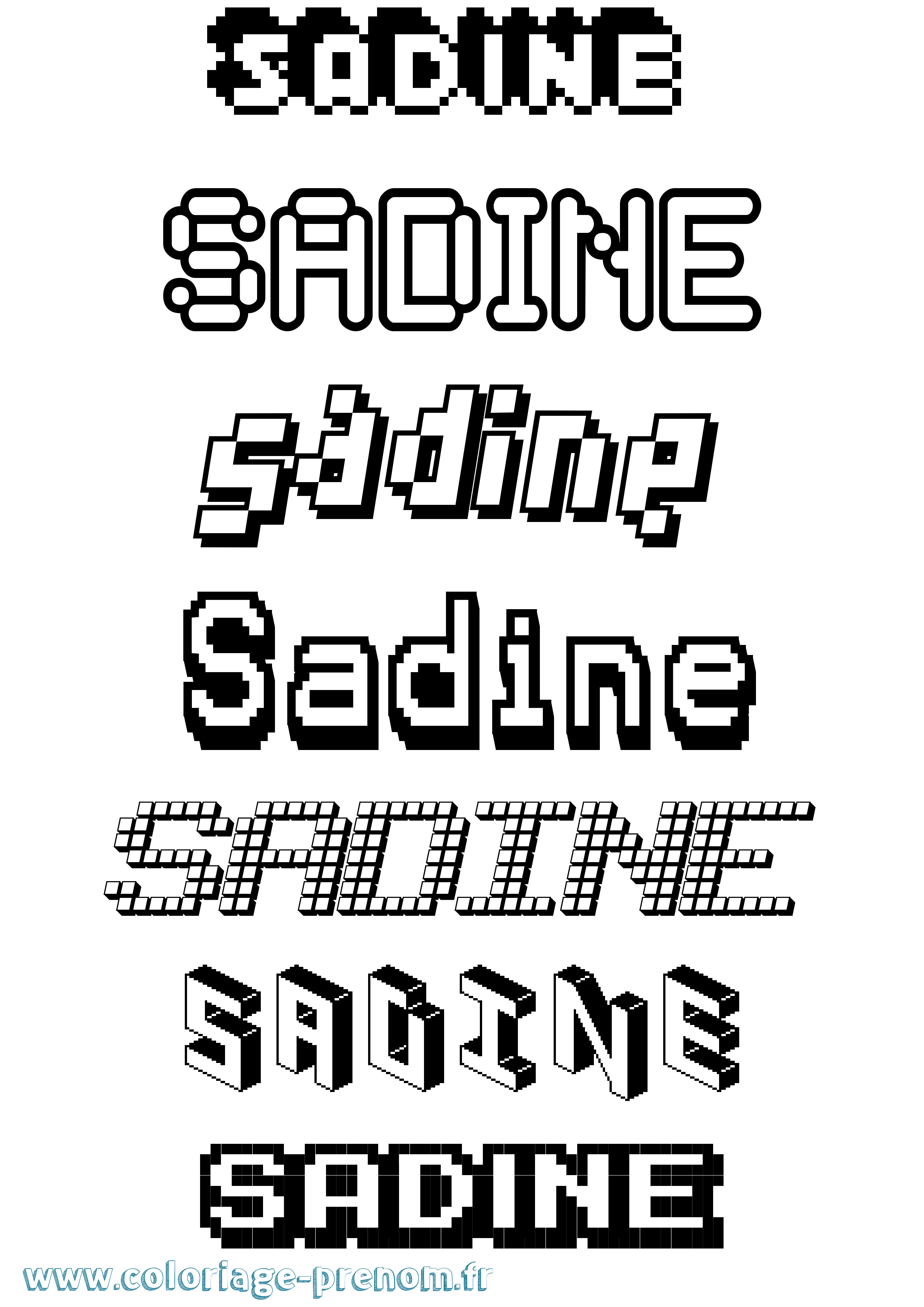 Coloriage Sadine Pixel Coloriage prénom Sadine Pixel