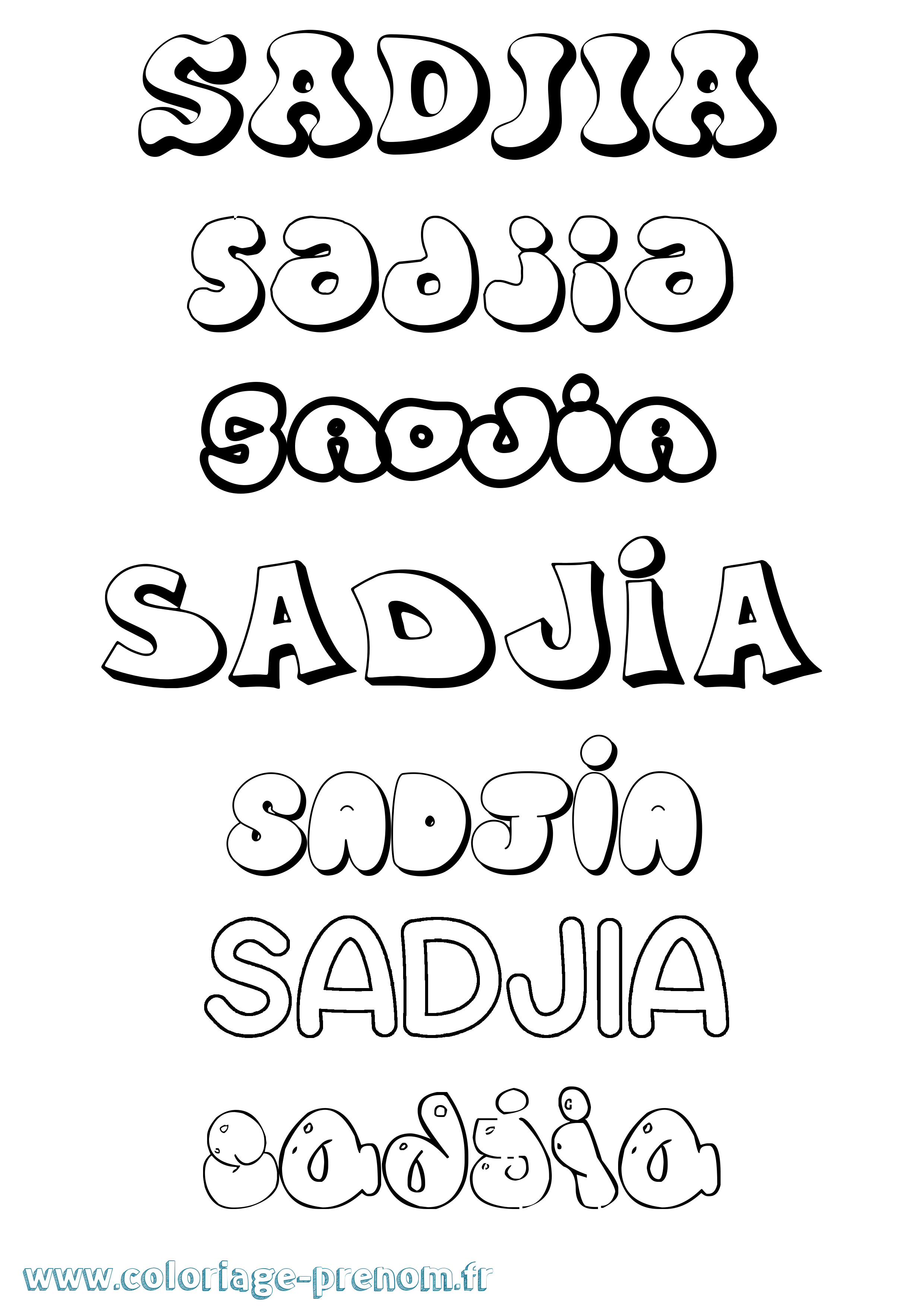 Coloriage Sadjia Bubble Coloriage prénom Sadjia Bubble