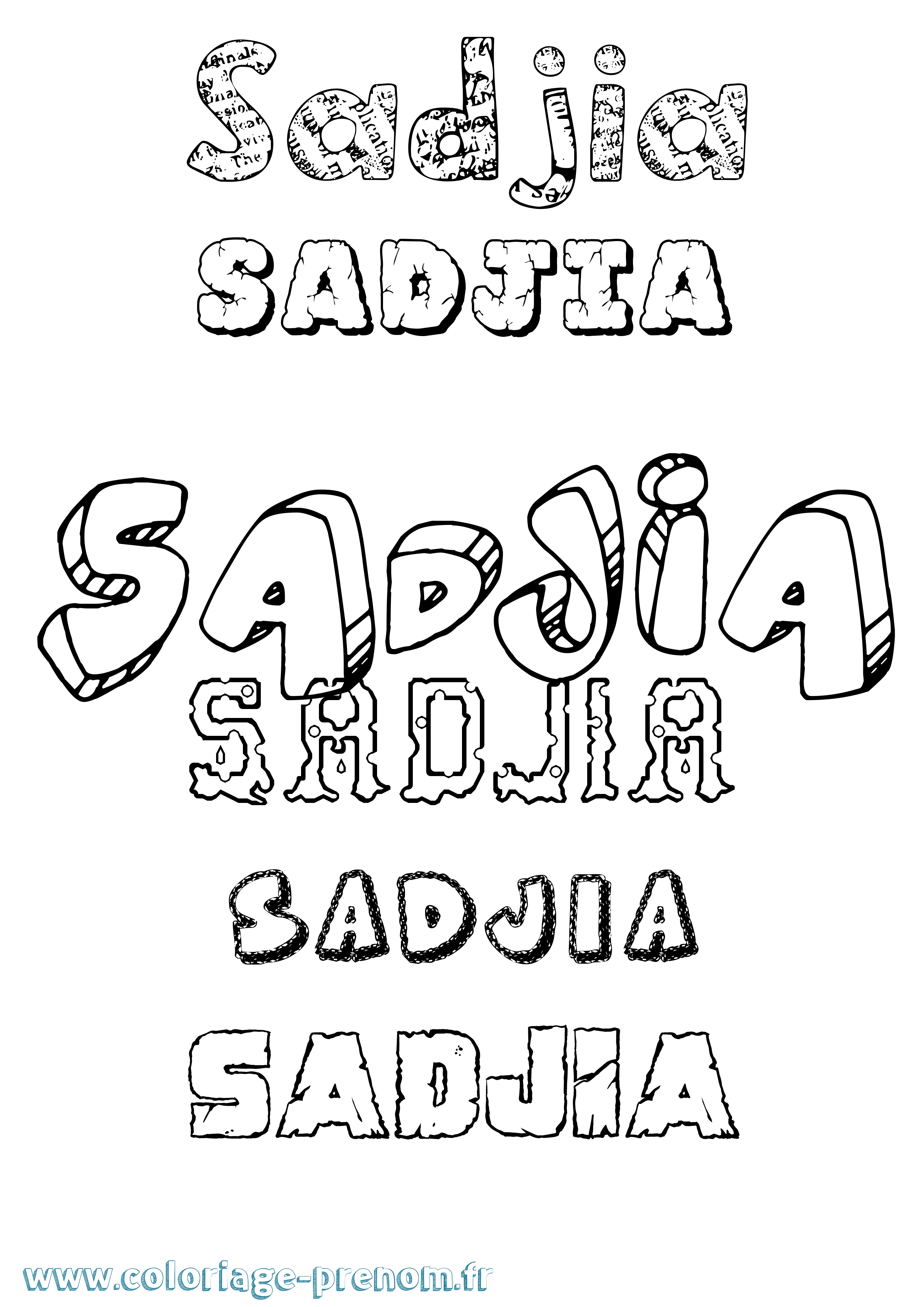 Coloriage Sadjia Destructuré Coloriage prénom Sadjia Destructuré