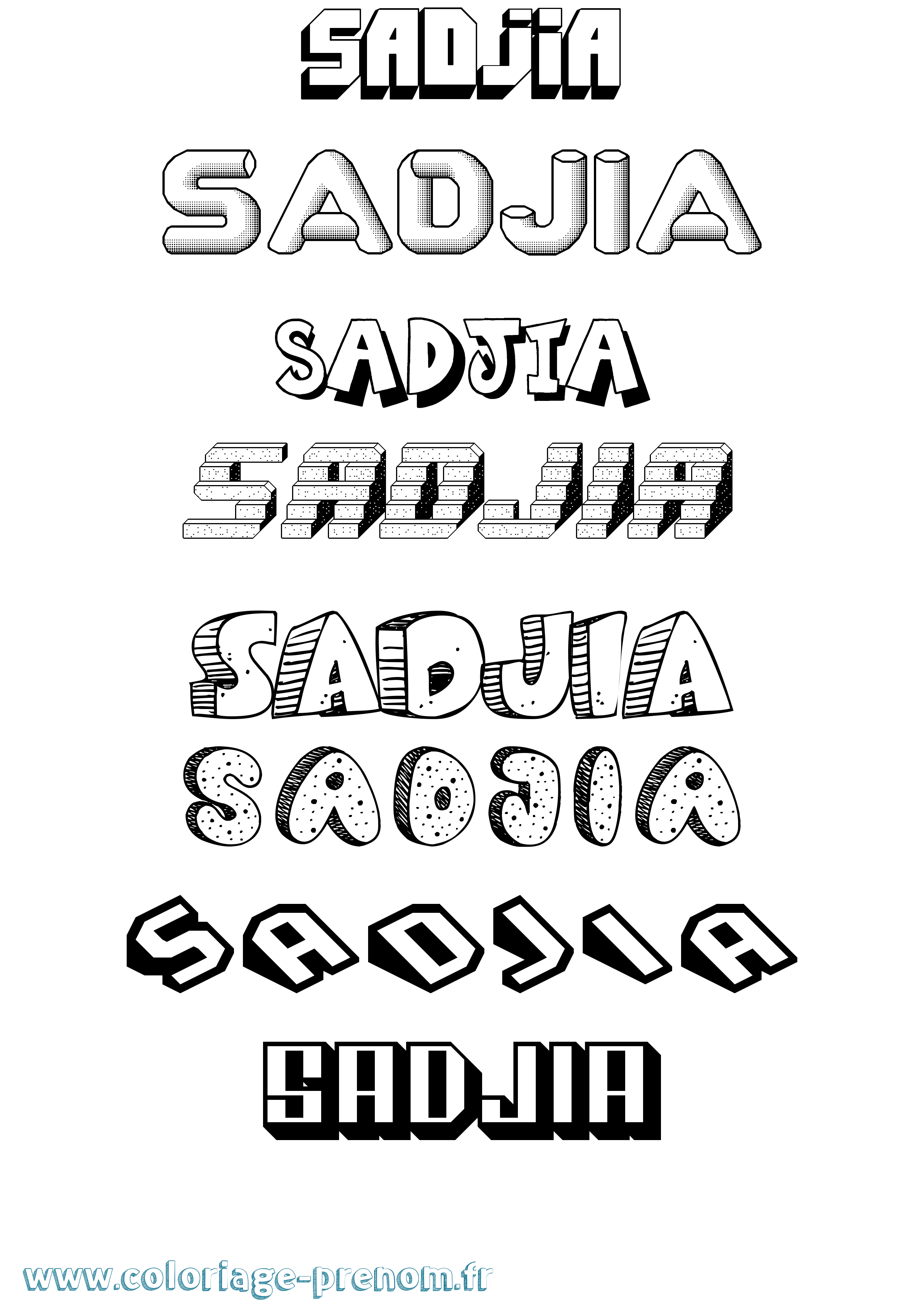 Coloriage Sadjia Effet 3D Coloriage prénom Sadjia Effet 3D