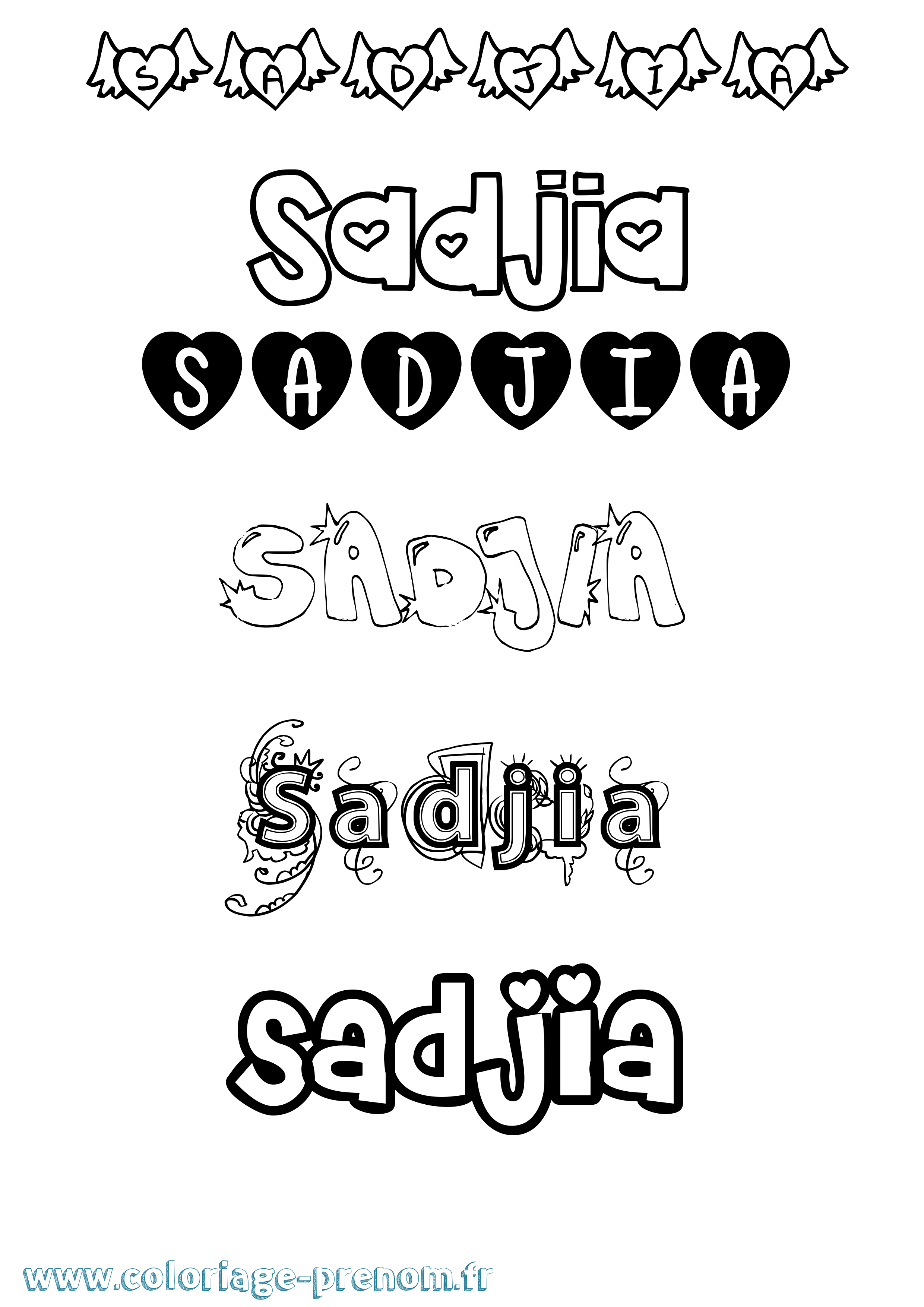 Coloriage Sadjia Girly Coloriage prénom Sadjia Girly
