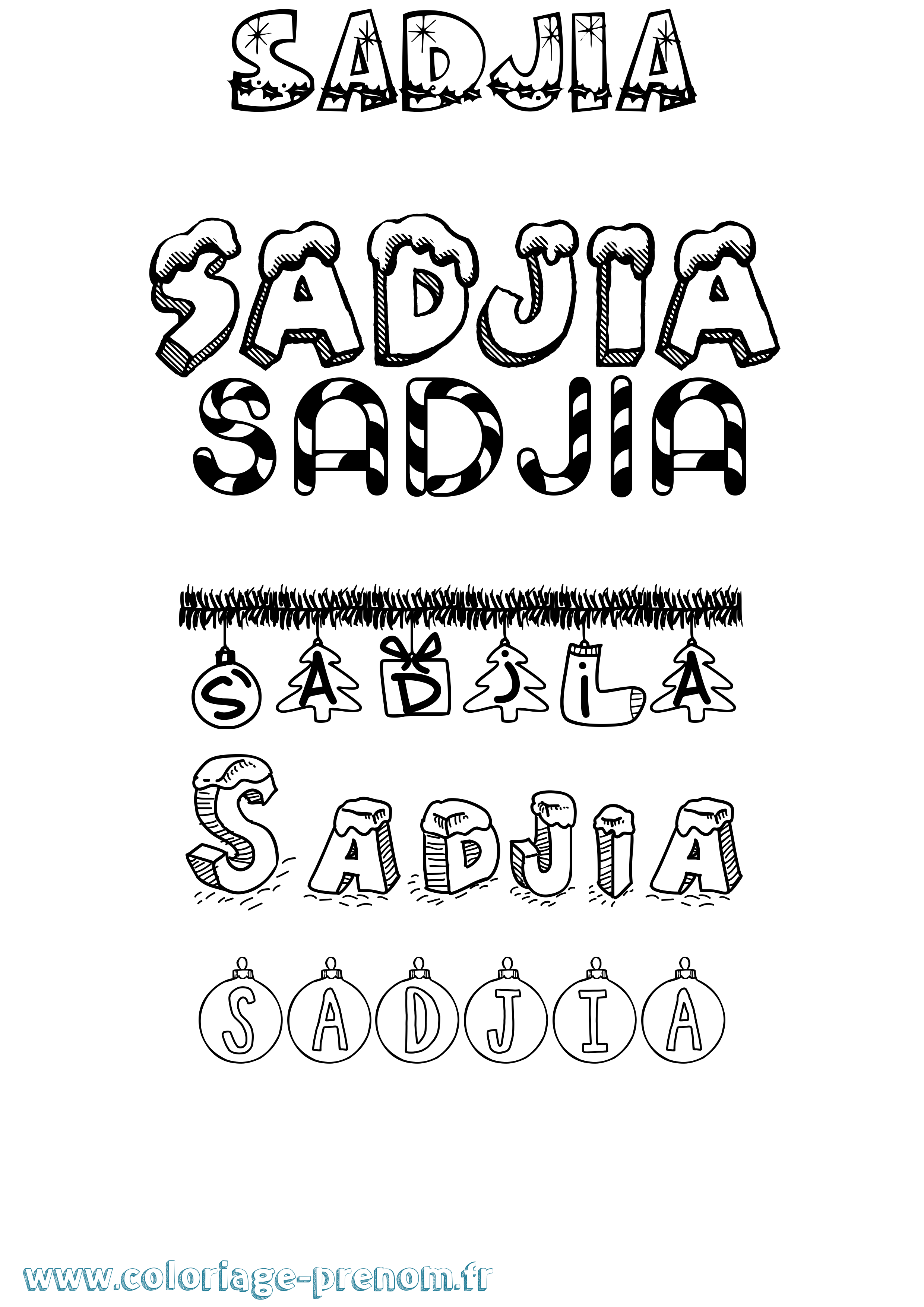 Coloriage Sadjia Noël Coloriage prénom Sadjia Noël