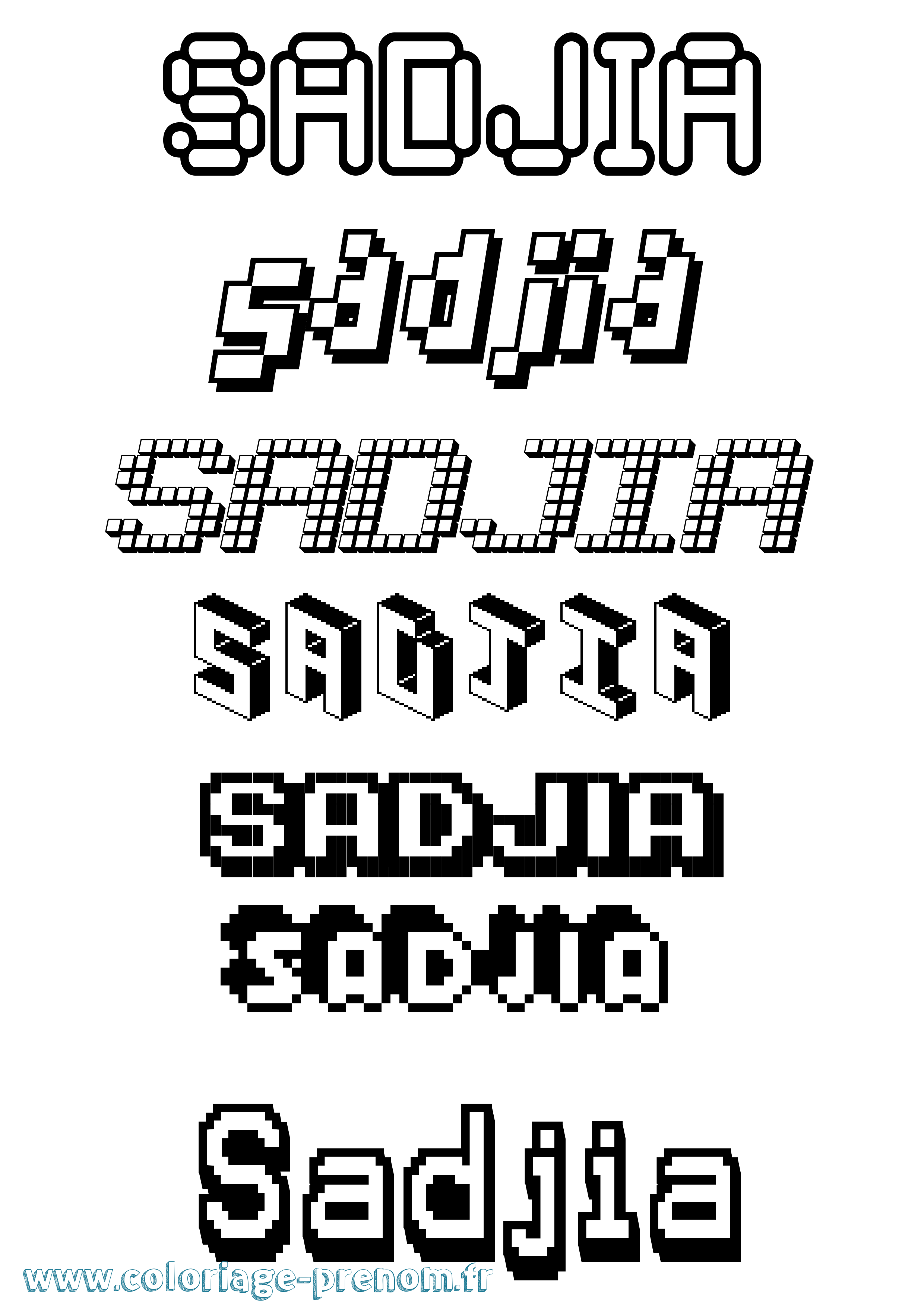 Coloriage Sadjia Pixel Coloriage prénom Sadjia Pixel