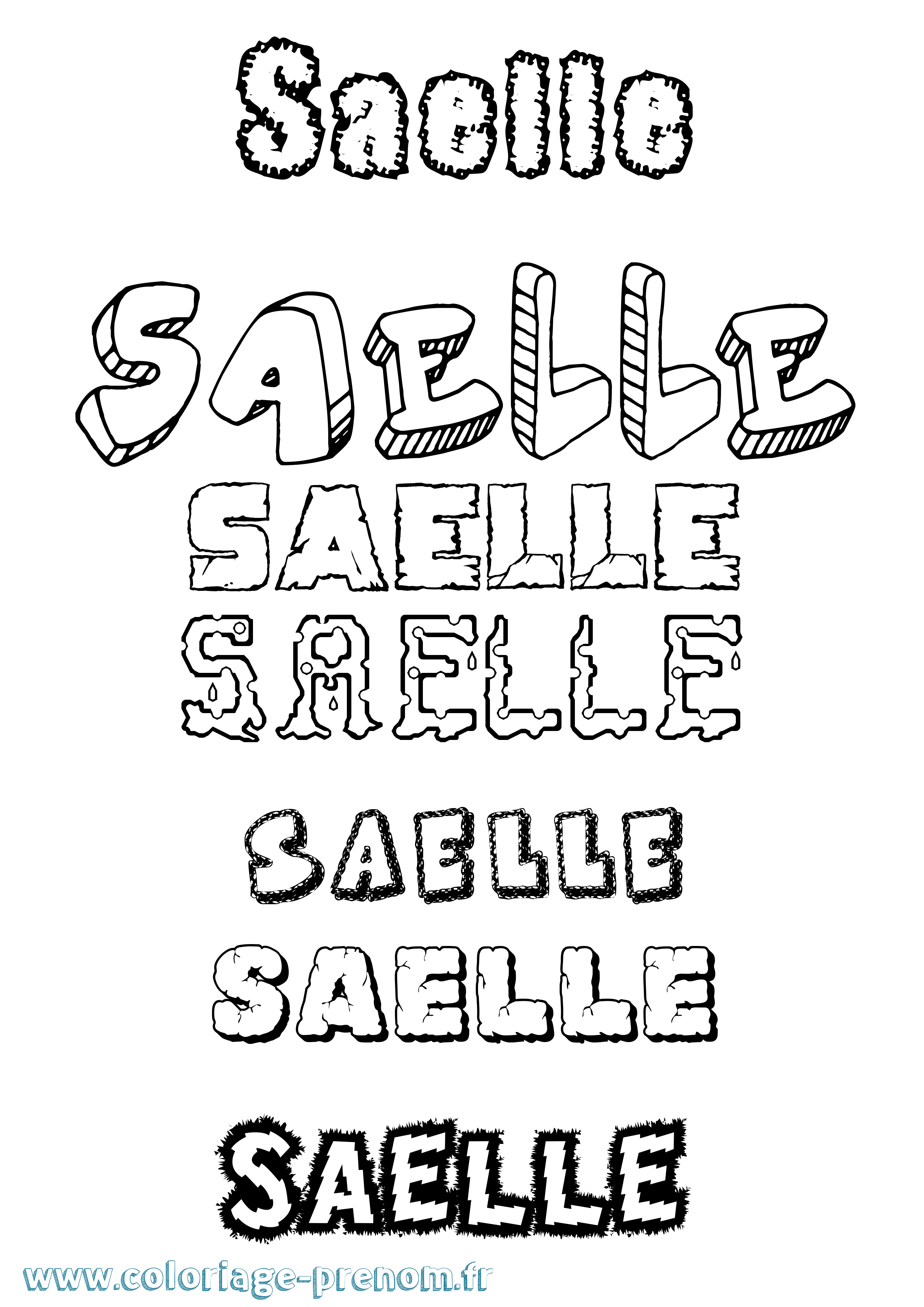 Coloriage Saelle Destructuré Coloriage prénom Saelle Destructuré