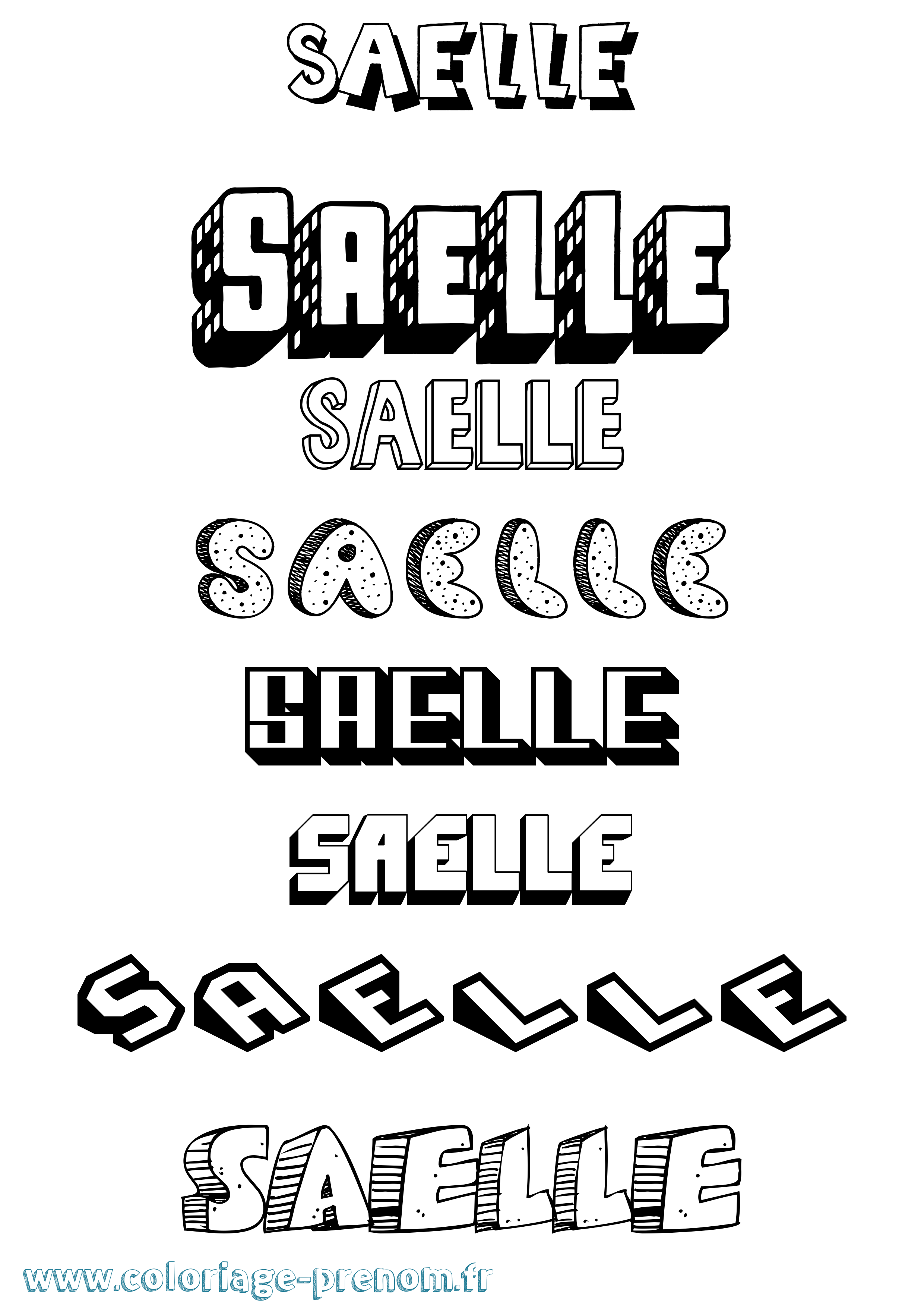 Coloriage Saelle Effet 3D Coloriage prénom Saelle Effet 3D