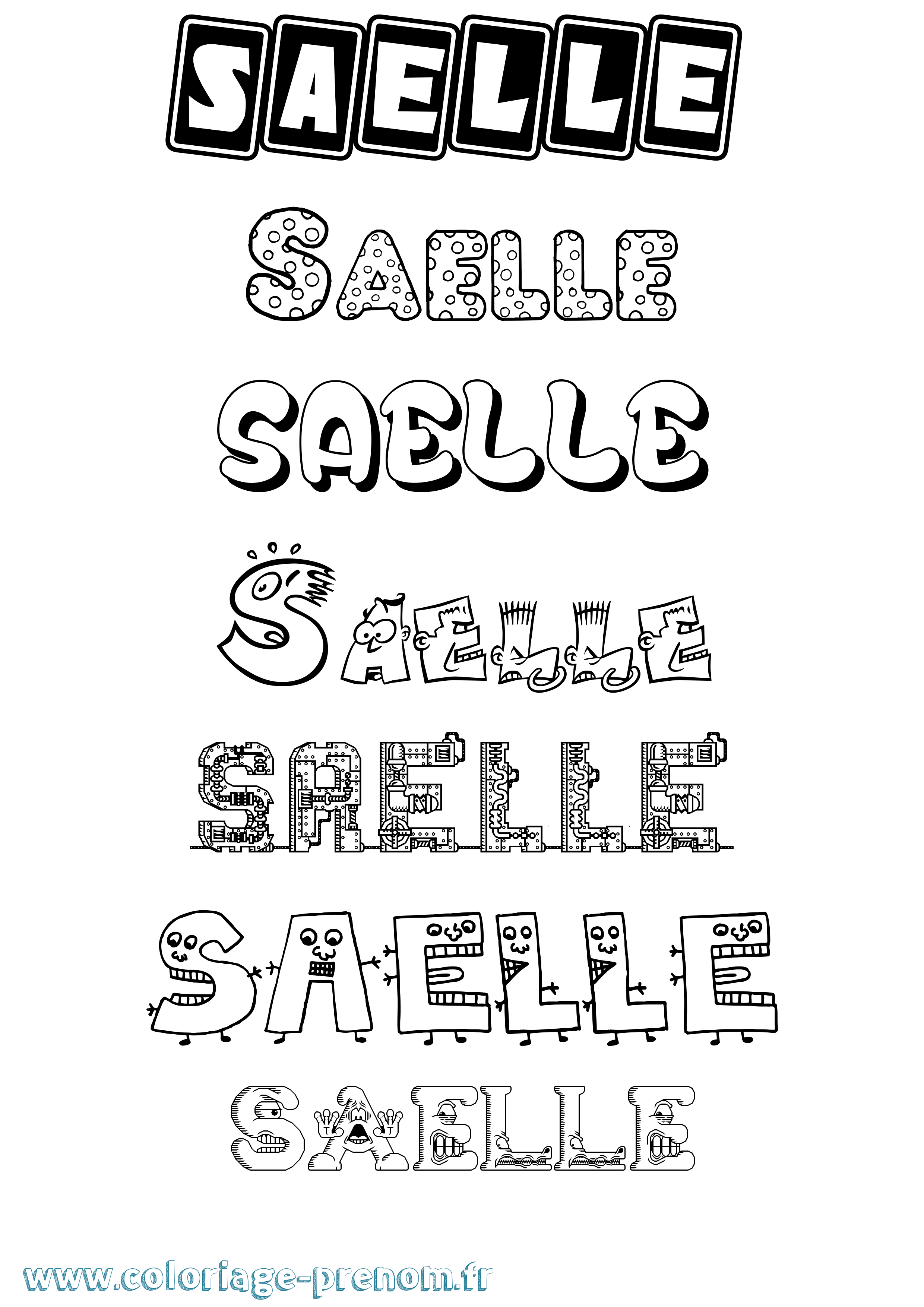 Coloriage Saelle Fun Coloriage prénom Saelle Fun