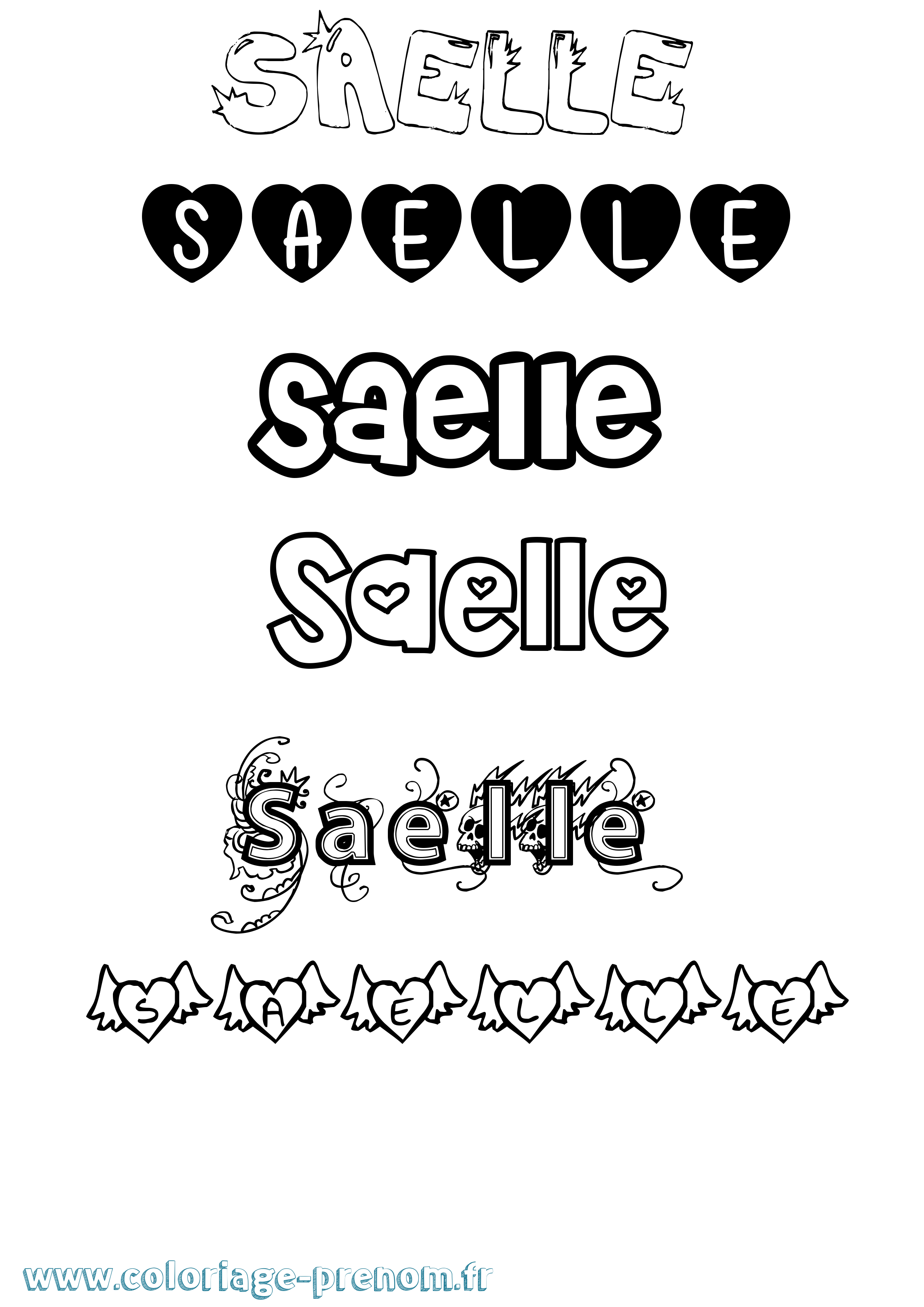 Coloriage Saelle Girly Coloriage prénom Saelle Girly