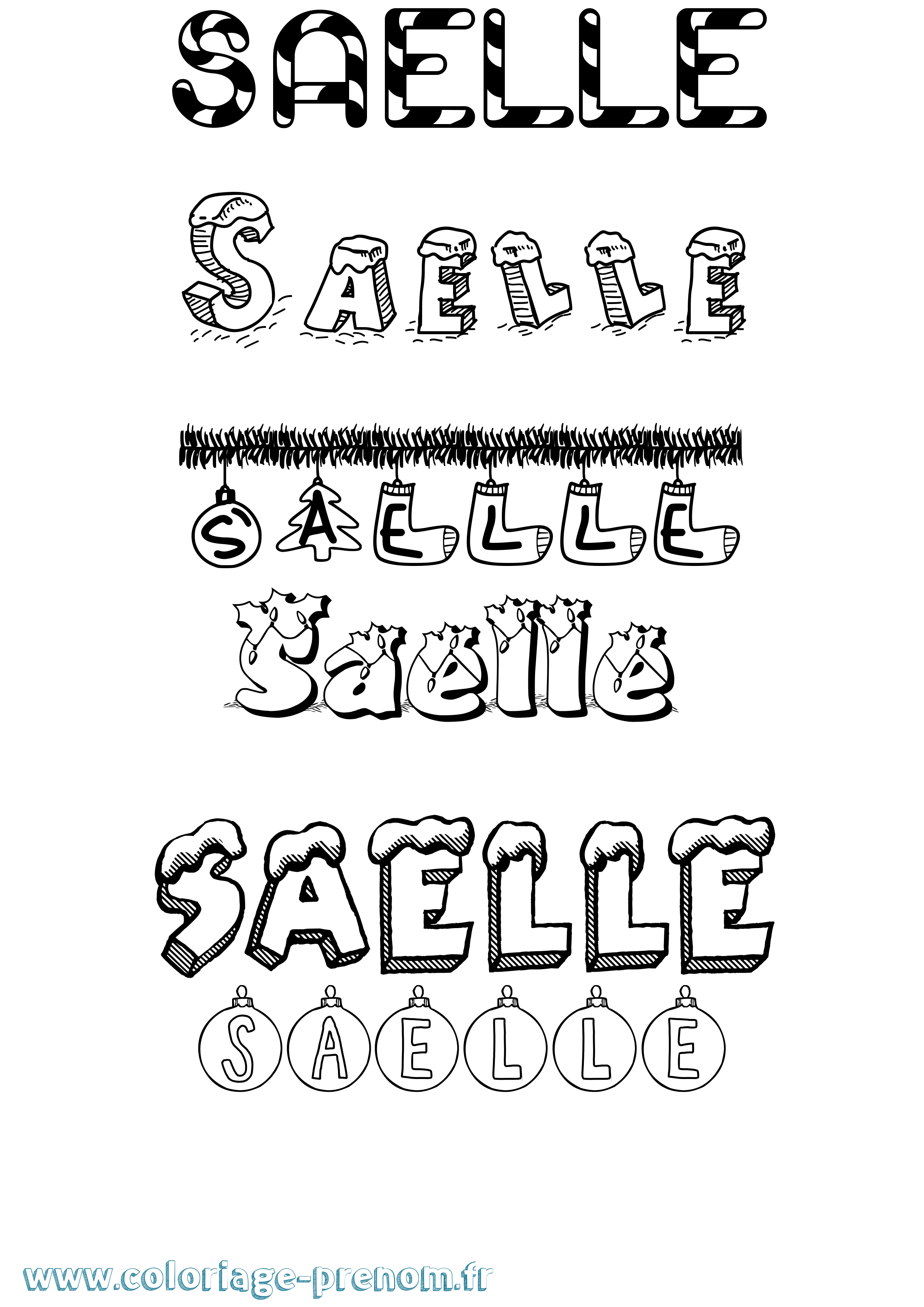 Coloriage Saelle Noël Coloriage prénom Saelle Noël