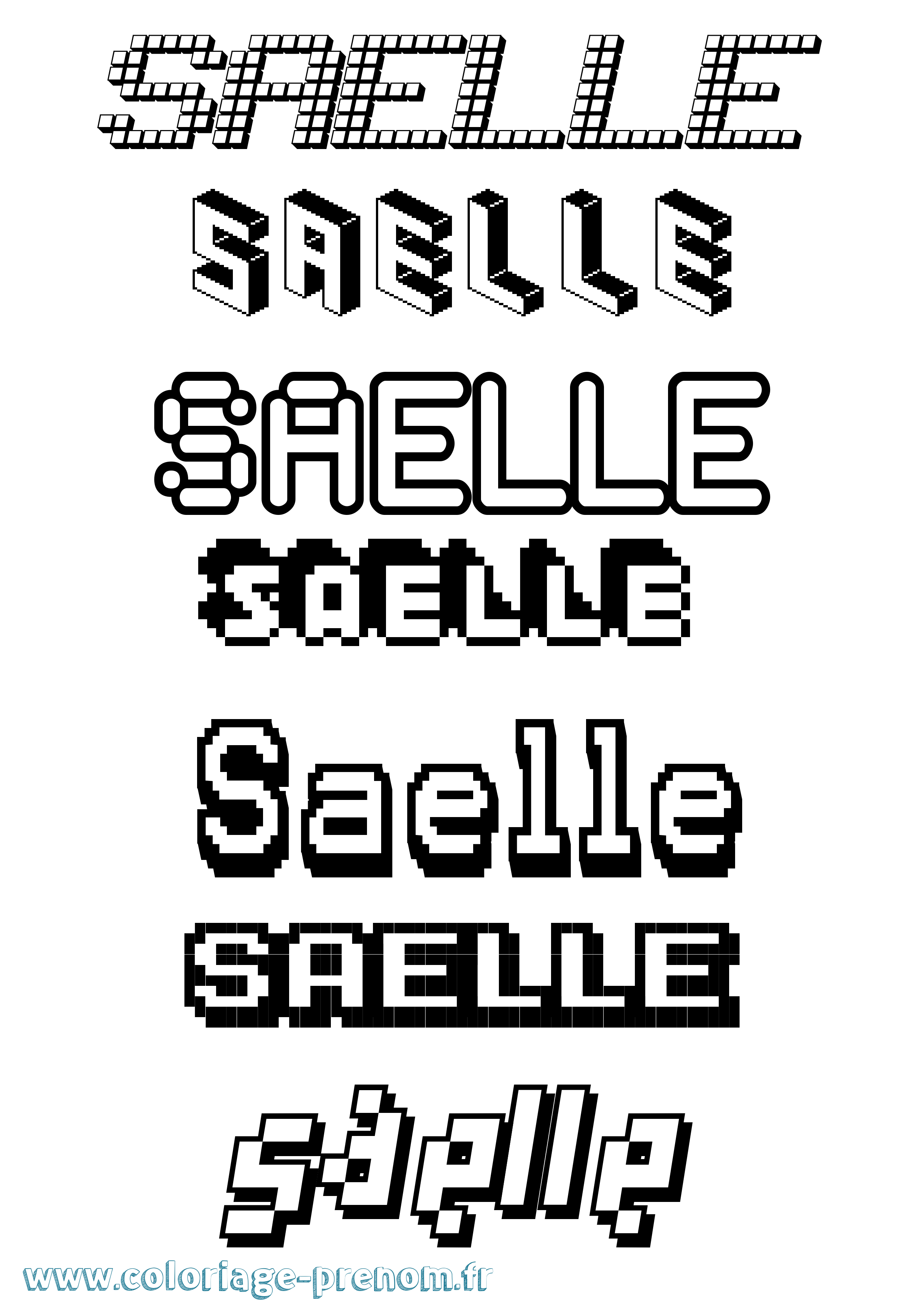 Coloriage Saelle Pixel Coloriage prénom Saelle Pixel