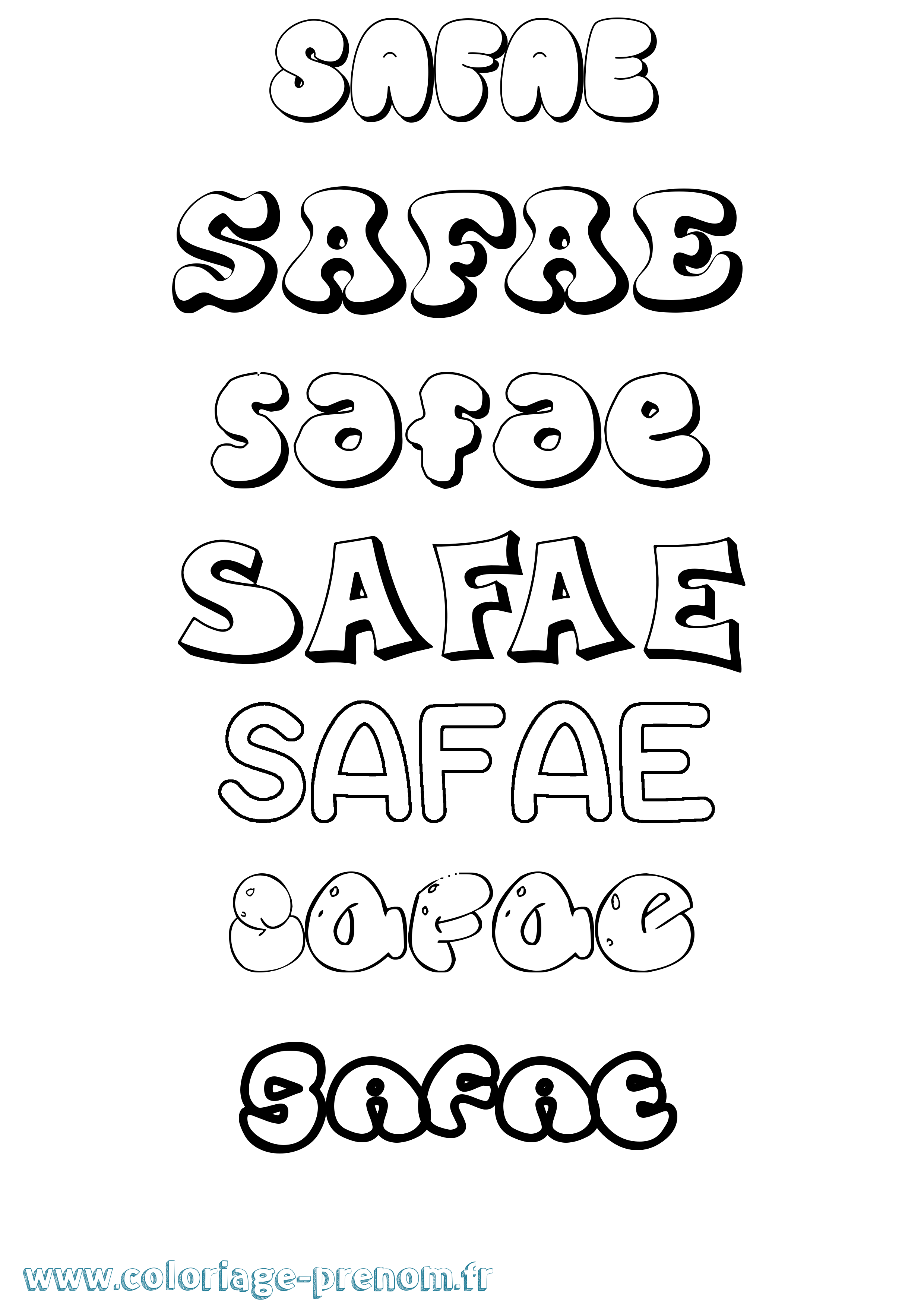Coloriage Safae Bubble Coloriage prénom Safae Bubble
