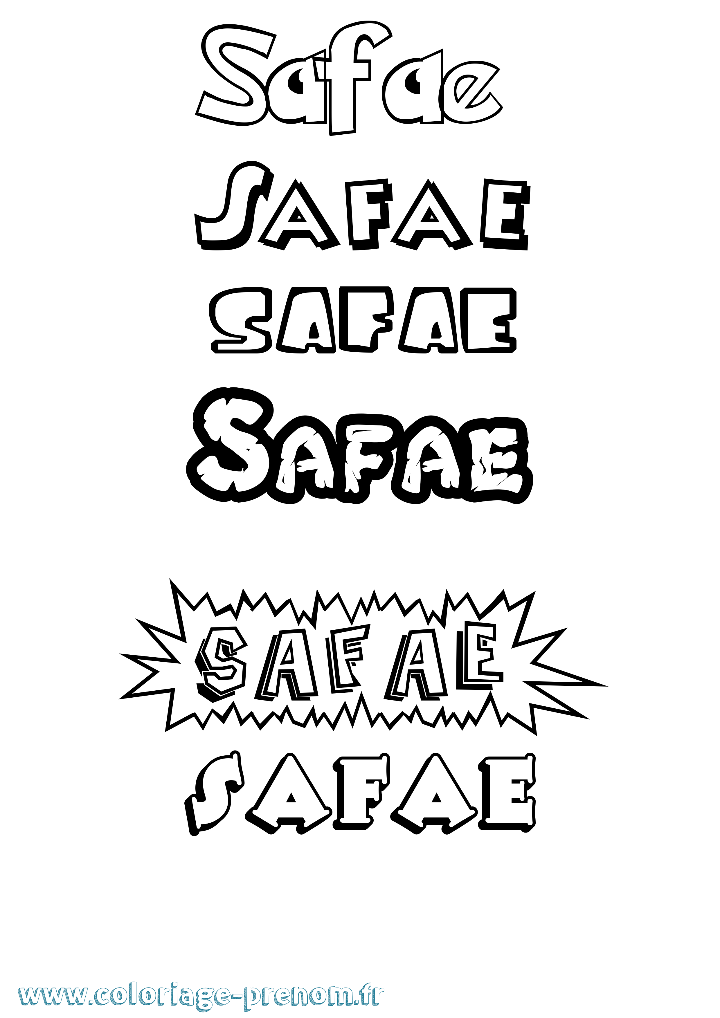 Coloriage Safae Dessin Animé Coloriage prénom Safae Dessin Animé