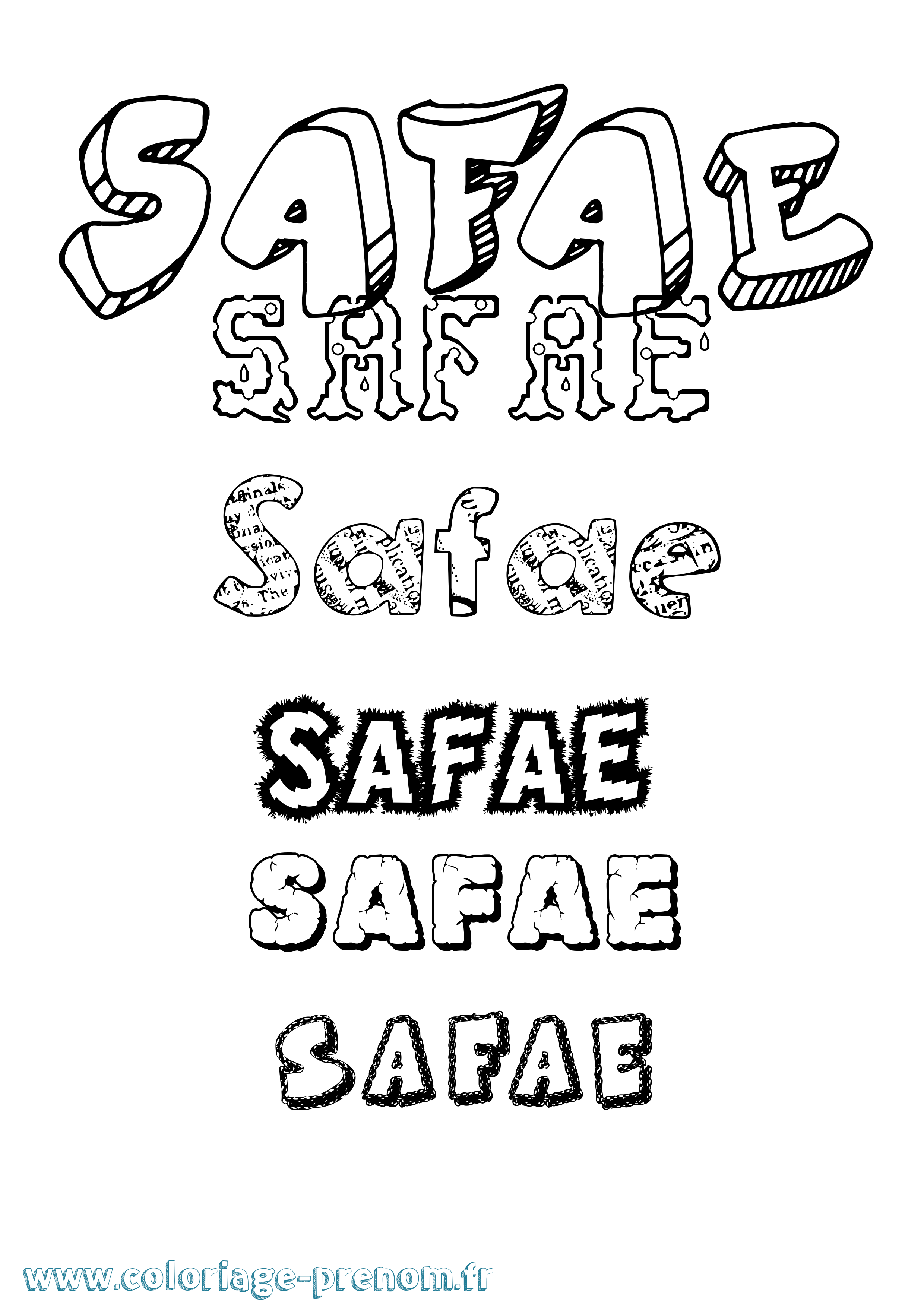 Coloriage Safae Destructuré Coloriage prénom Safae Destructuré