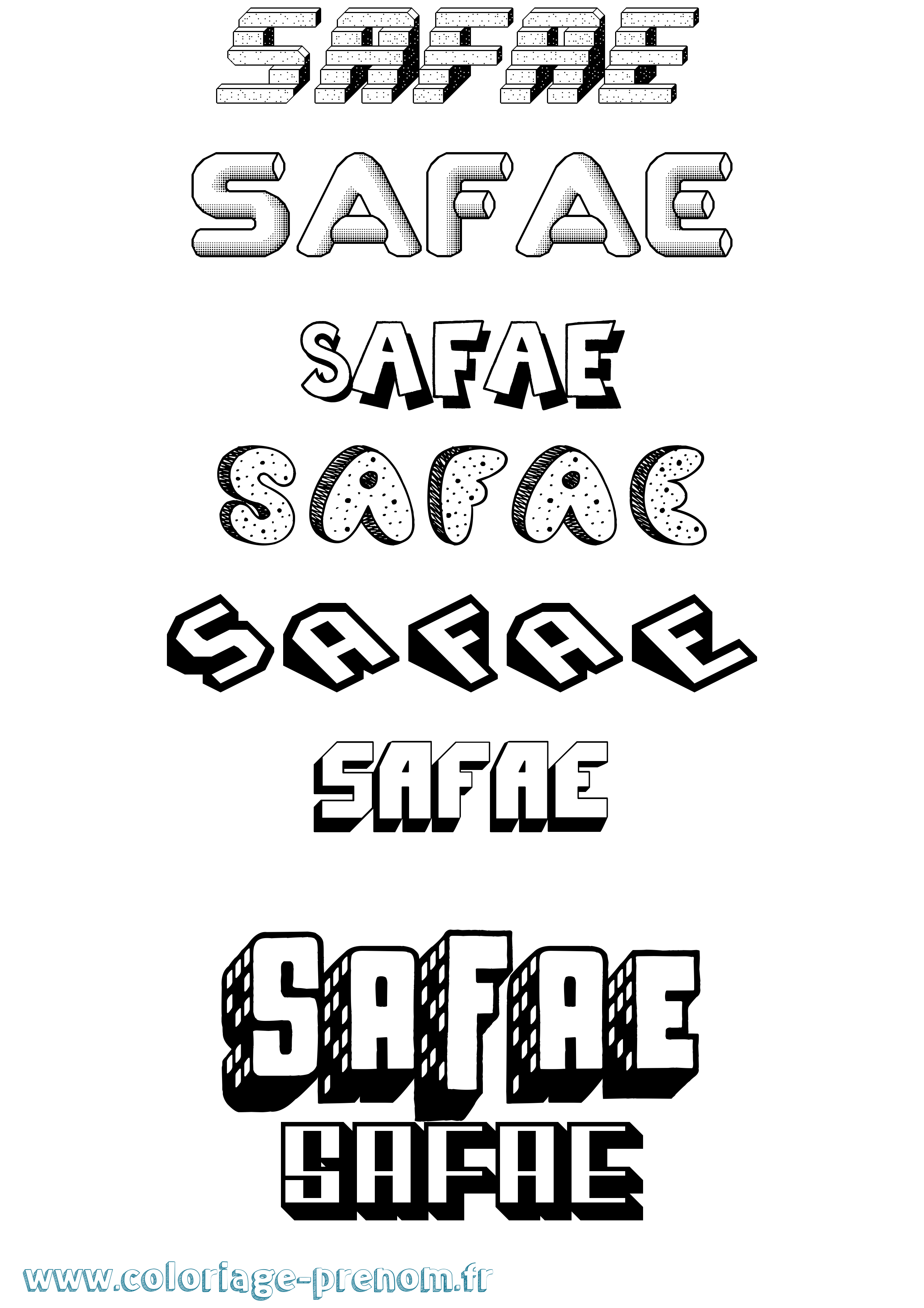 Coloriage Safae Effet 3D Coloriage prénom Safae Effet 3D