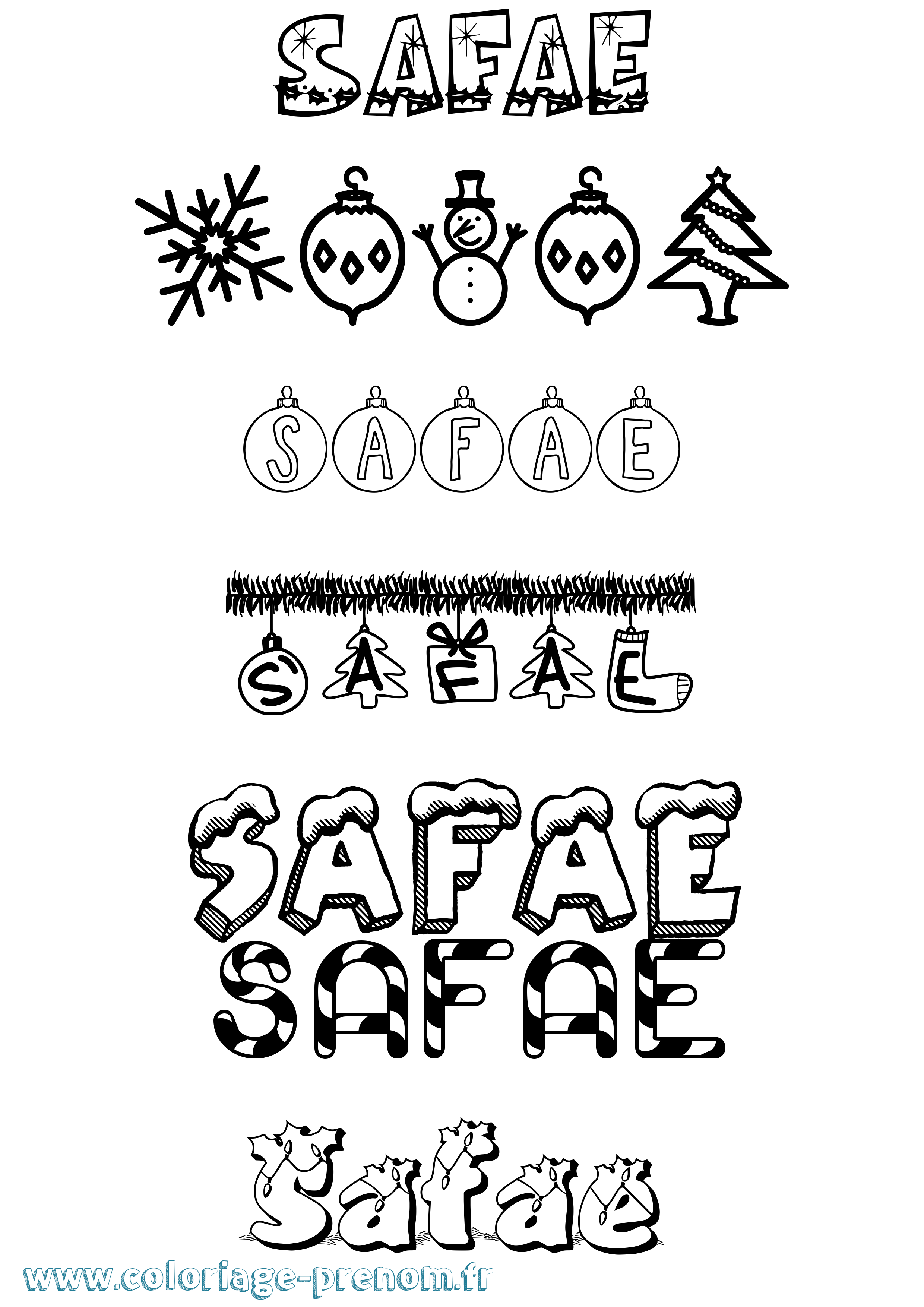 Coloriage Safae Noël Coloriage prénom Safae Noël