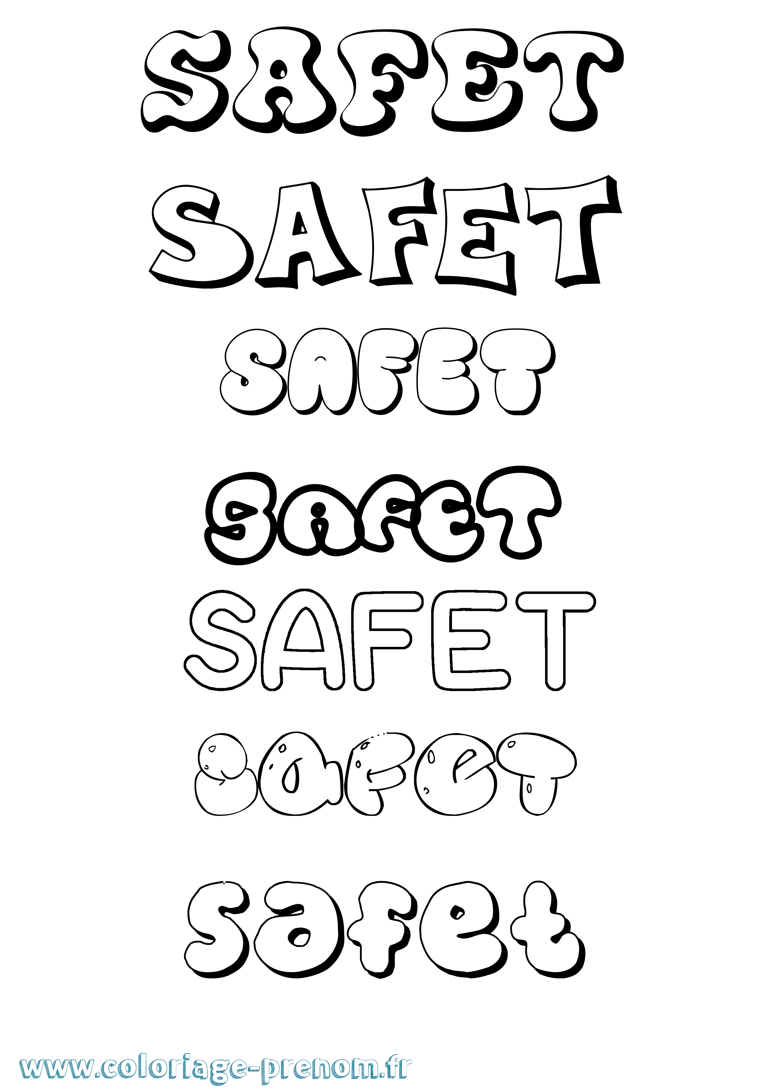 Coloriage Safet Bubble Coloriage prénom Safet Bubble