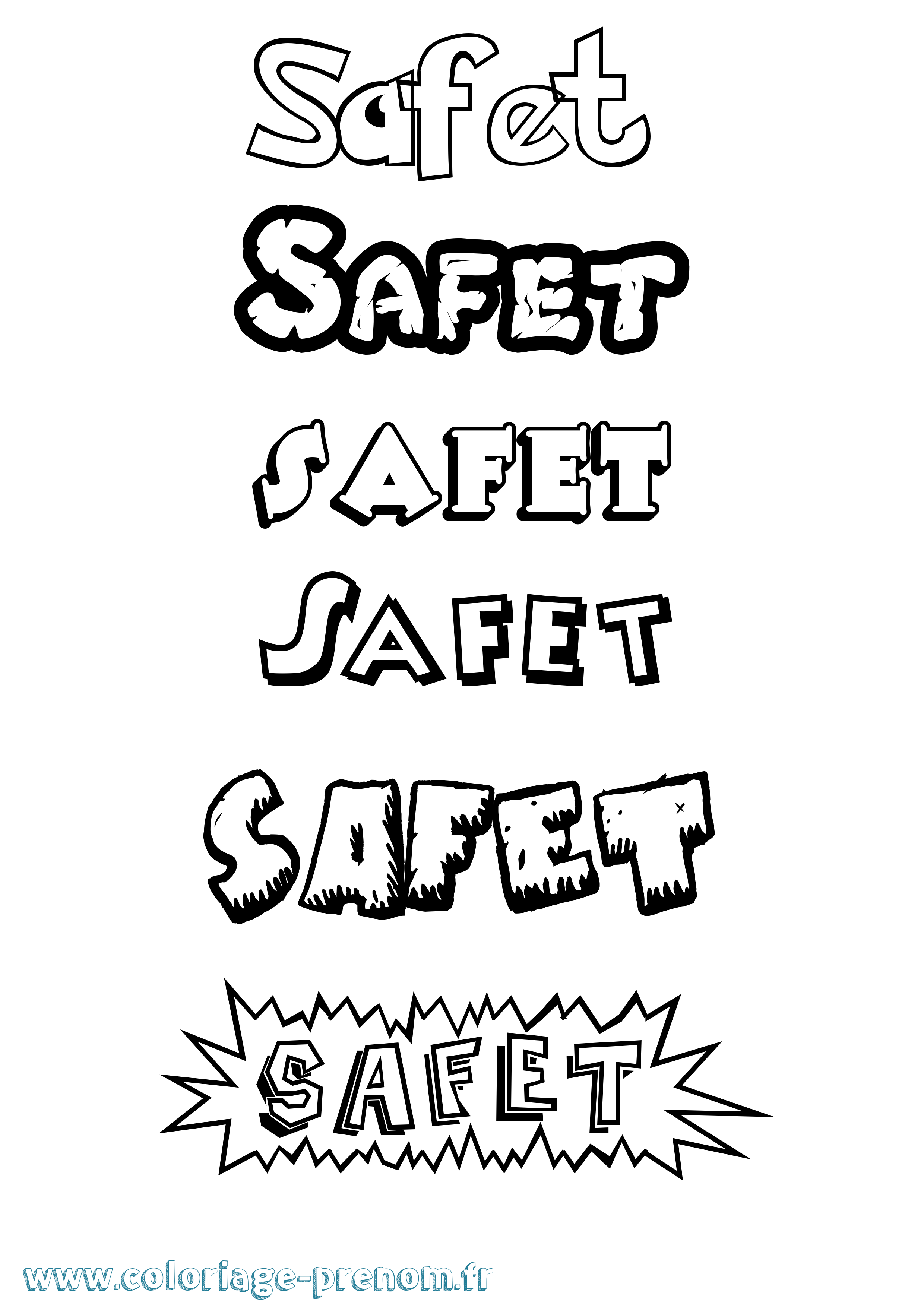 Coloriage Safet Dessin Animé Coloriage prénom Safet Dessin Animé