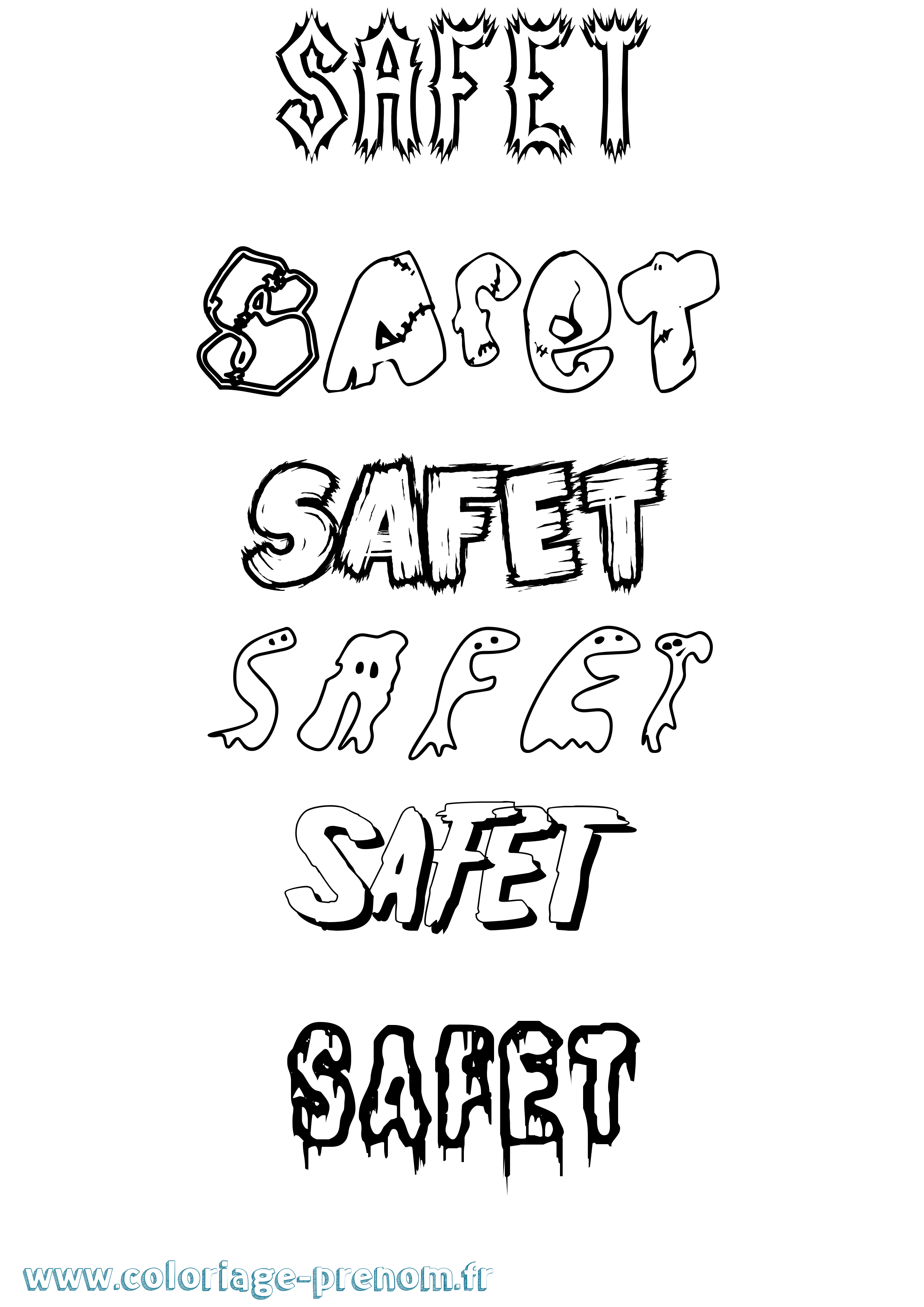Coloriage Safet Frisson Coloriage prénom Safet Frisson