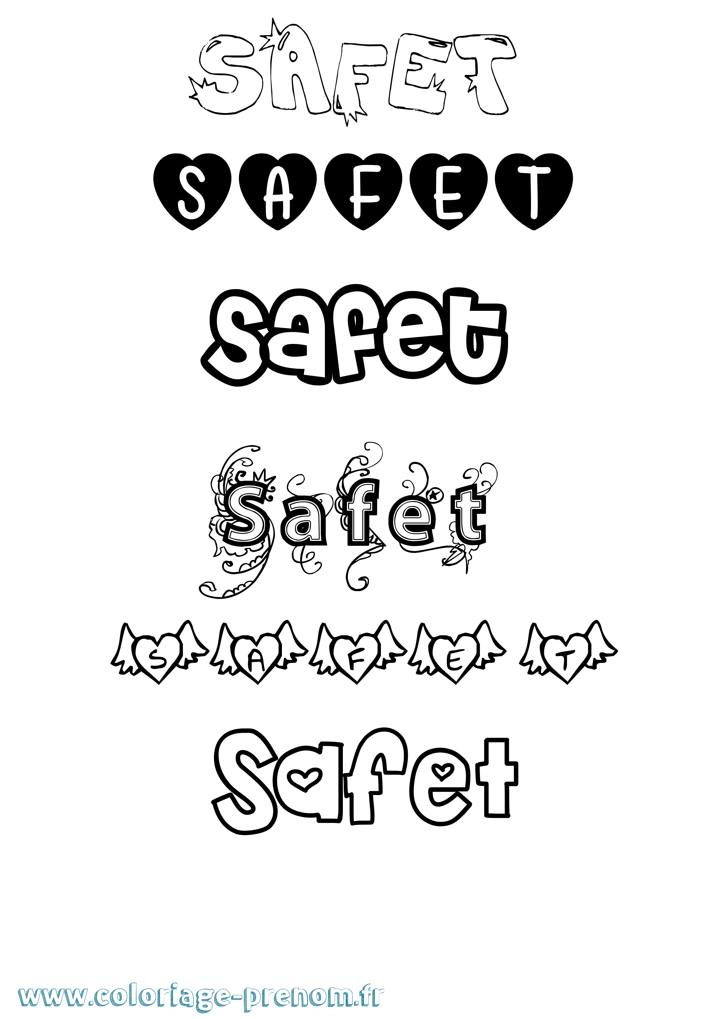 Coloriage Safet Girly Coloriage prénom Safet Girly