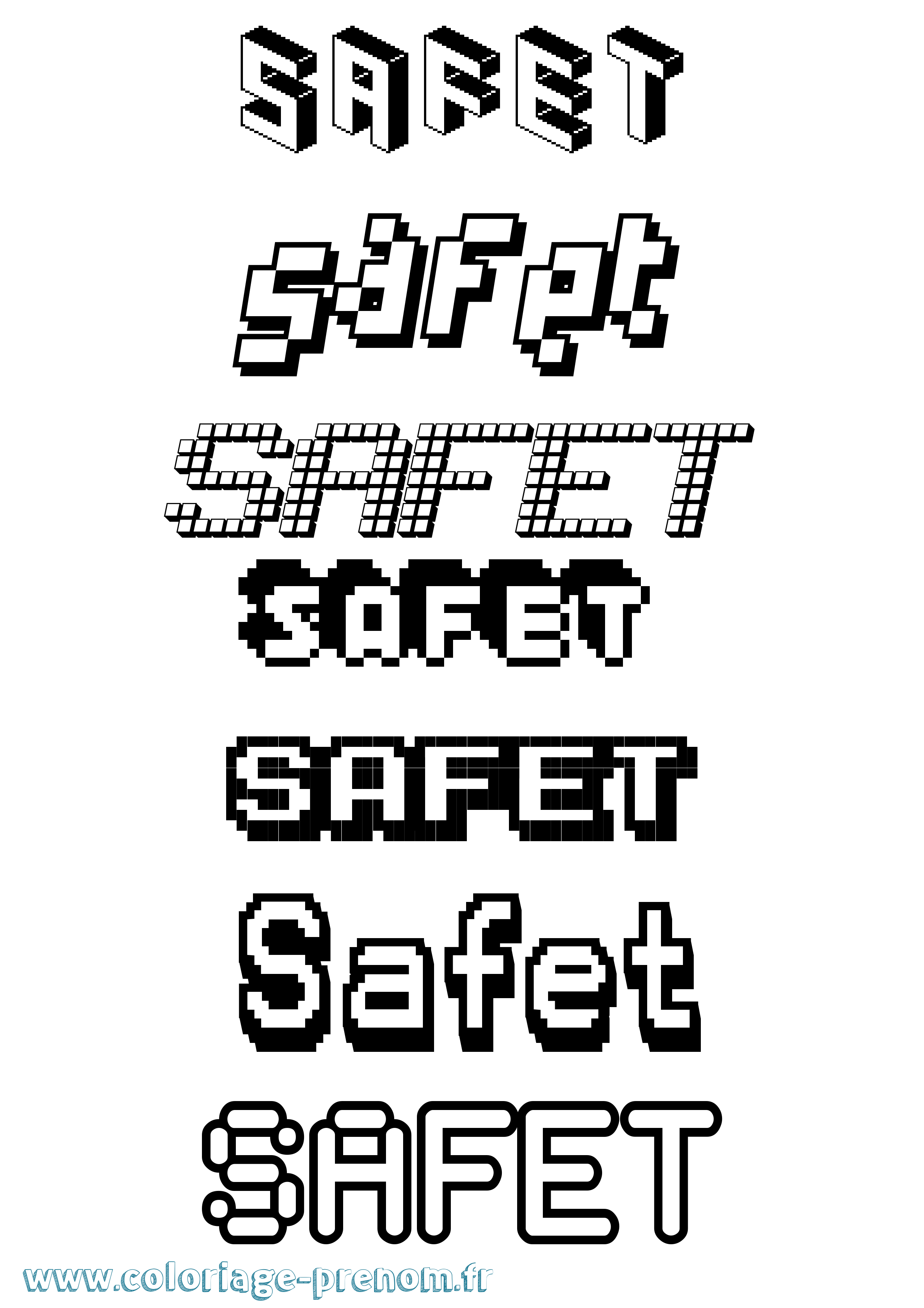 Coloriage Safet Pixel Coloriage prénom Safet Pixel