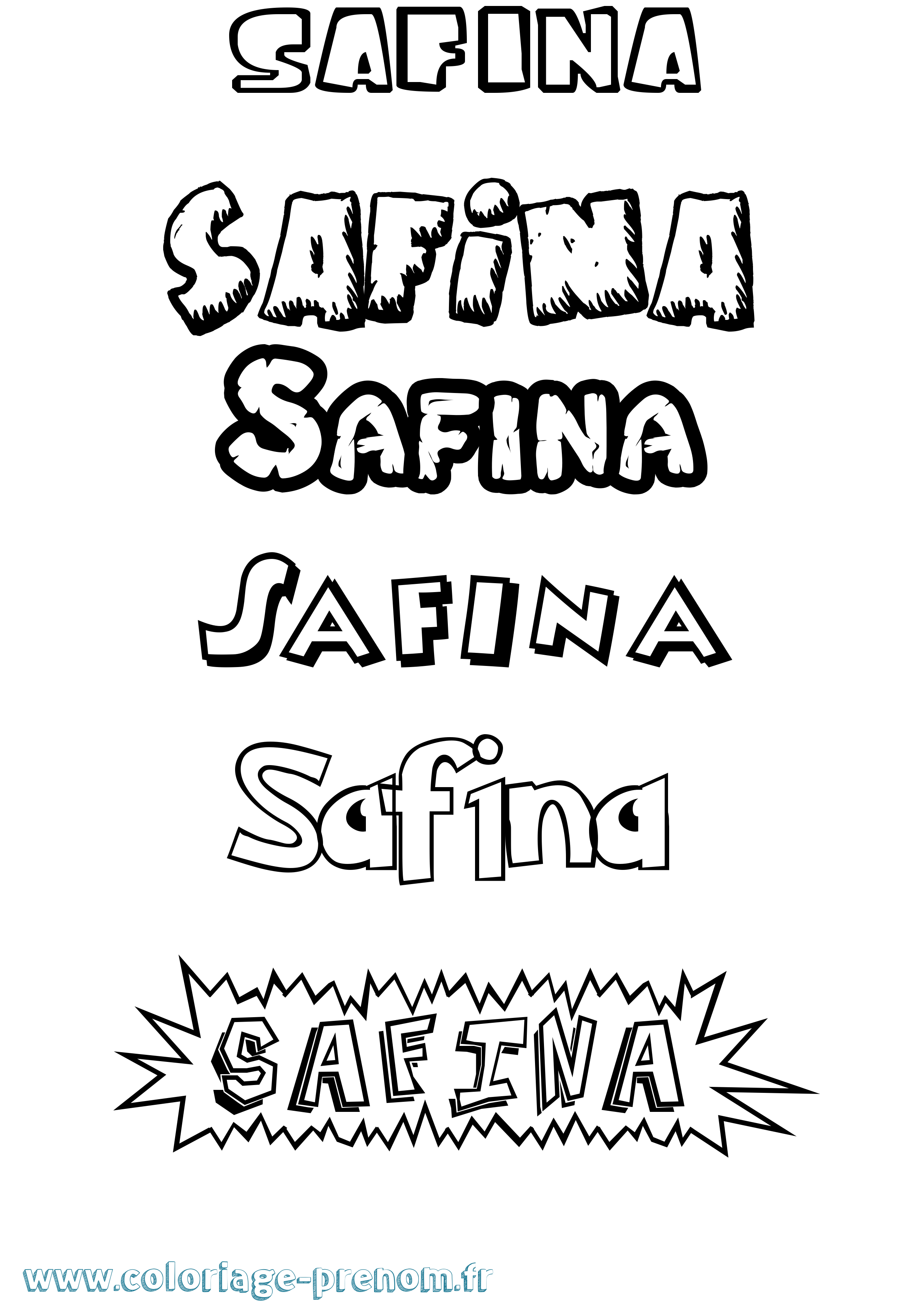 Coloriage Safina Dessin Animé Coloriage prénom Safina Dessin Animé