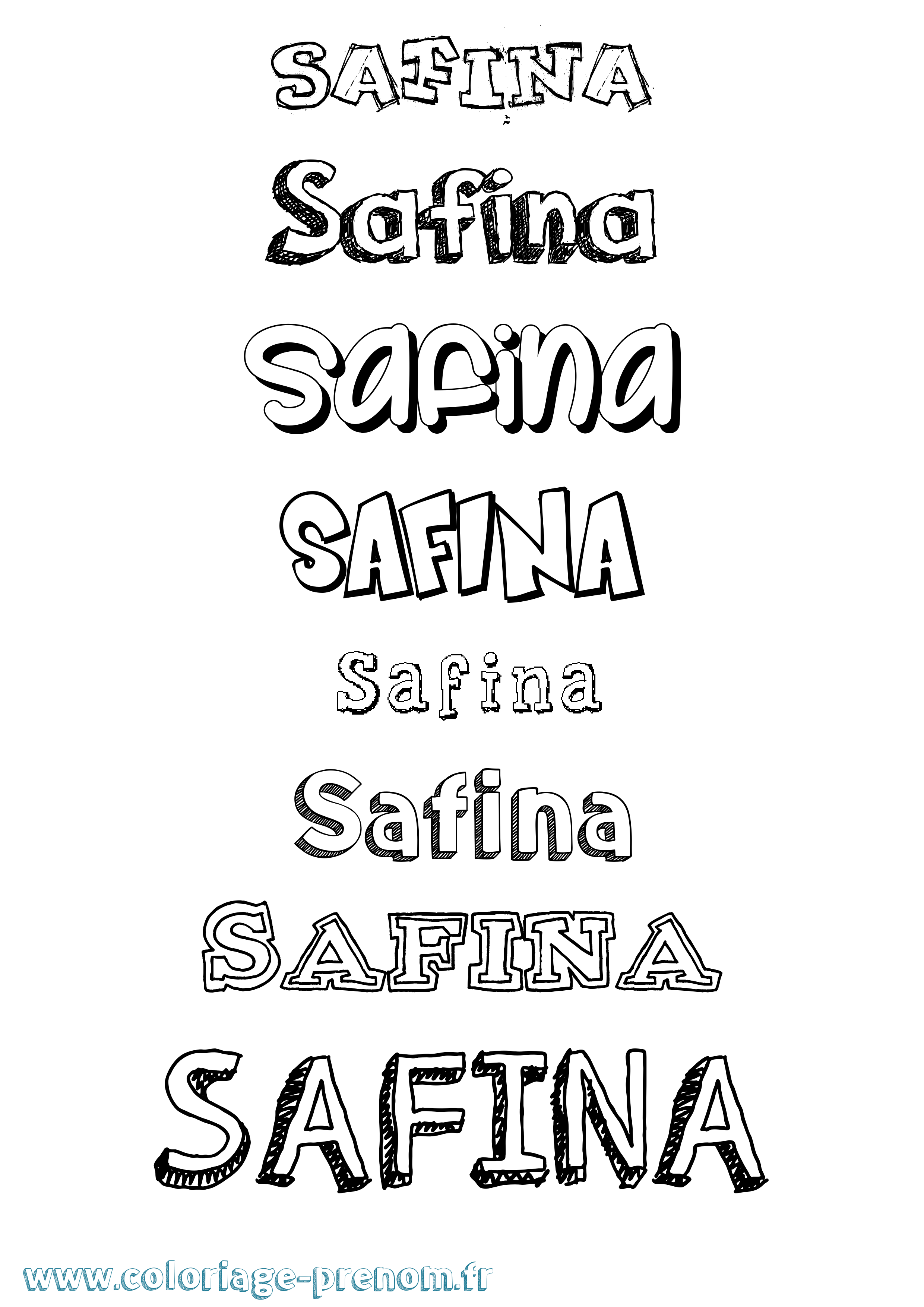 Coloriage Safina Dessiné Coloriage prénom Safina Dessiné