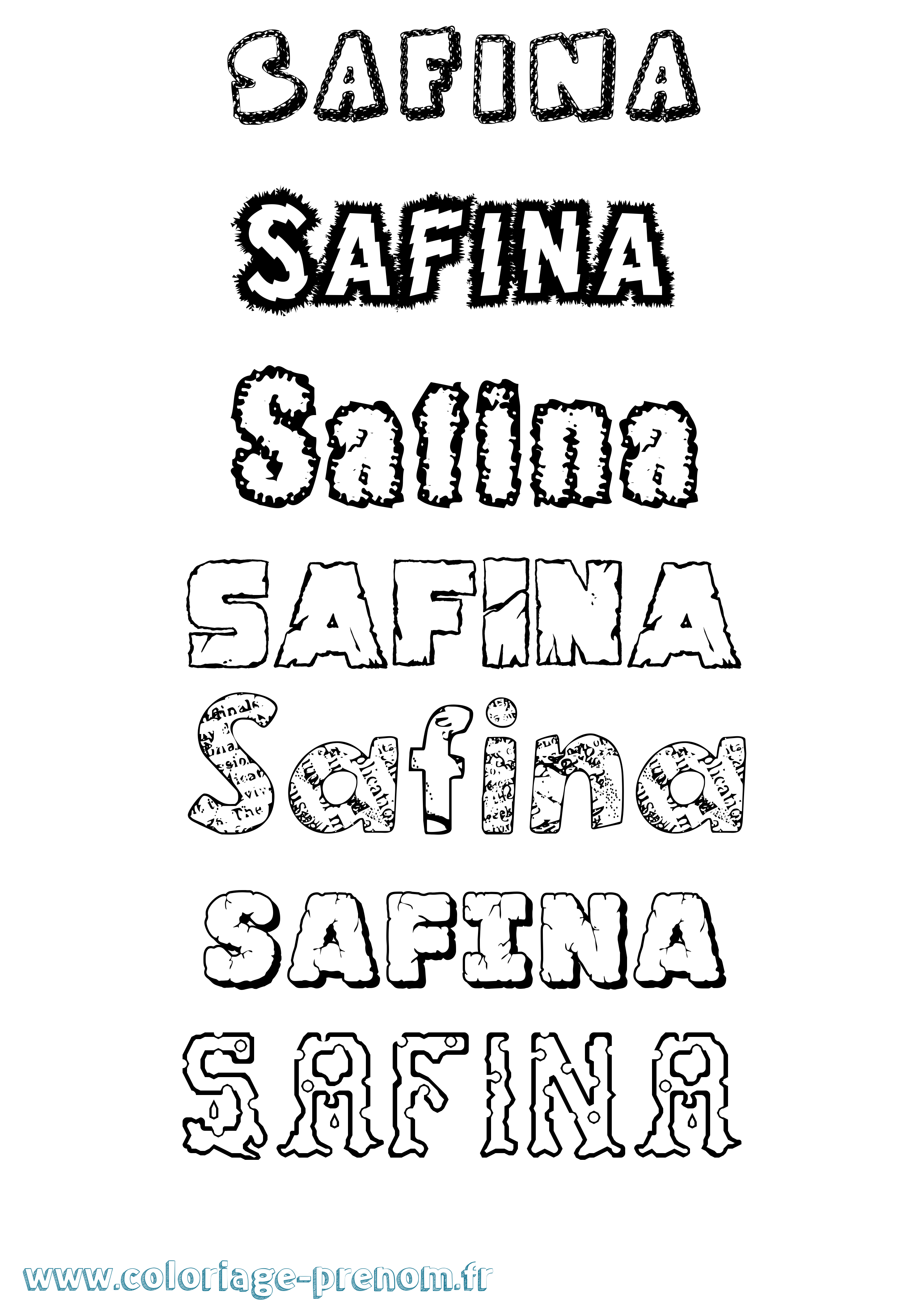 Coloriage Safina Destructuré Coloriage prénom Safina Destructuré
